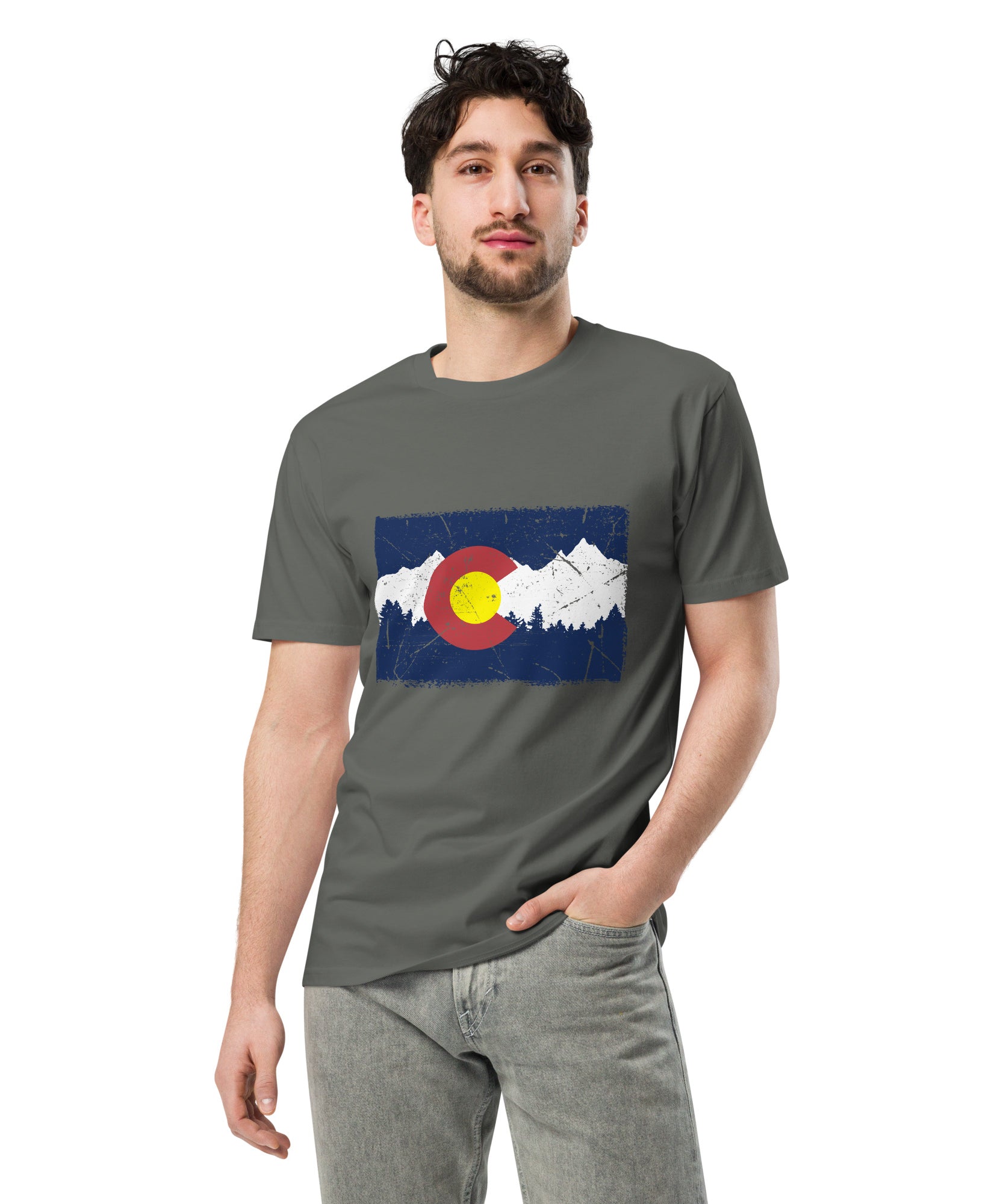 Colorado Mountain Flag Graphic Cotton T-Shirt | Gallory Hive