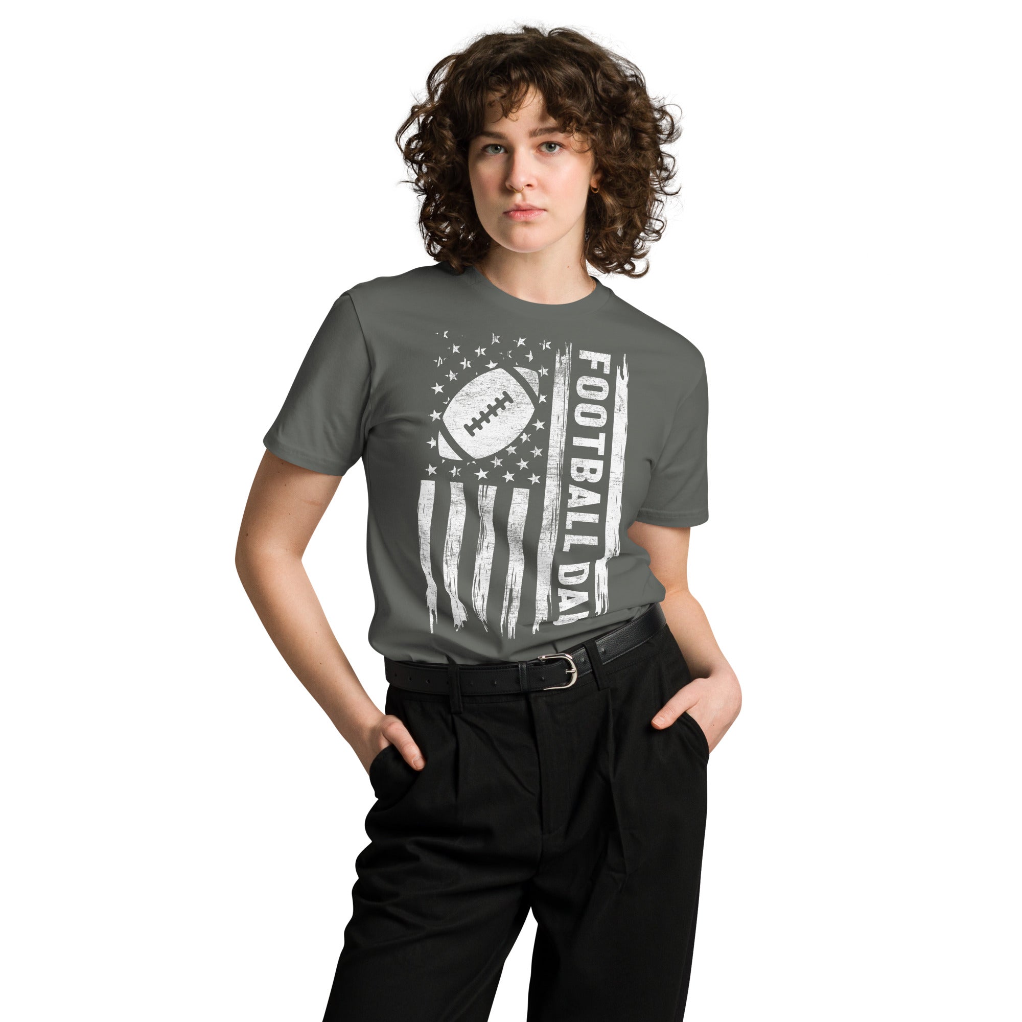 Football Dad American Flag Unisex Cotton T-Shirt