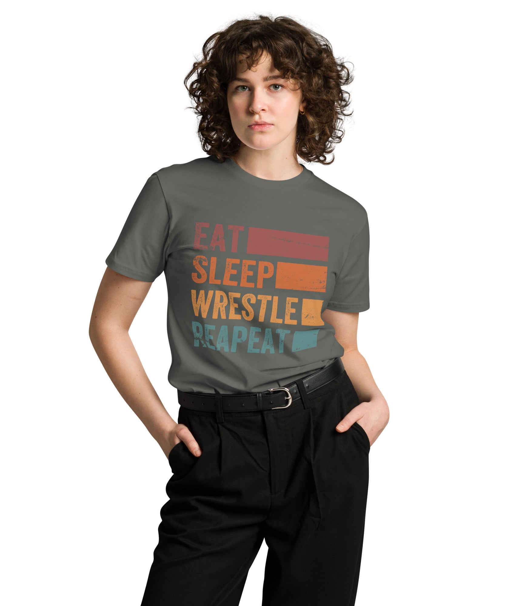 Eat Sleep Wrestle Repeat Wrestling Unisex Premium T-Shirt | Gallory Hive