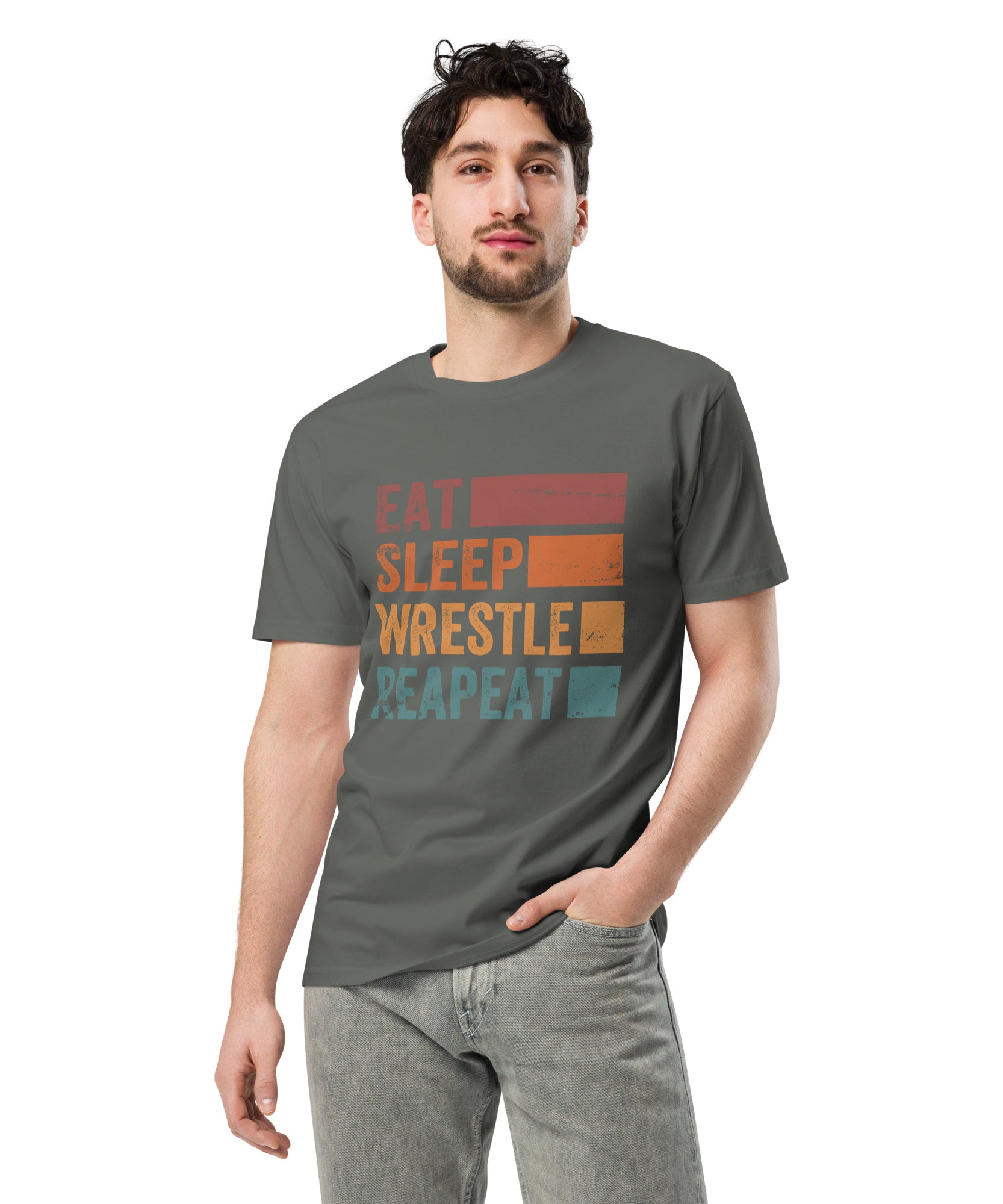 Eat Sleep Wrestle Repeat Wrestling Unisex Premium T-Shirt | Gallory Hive