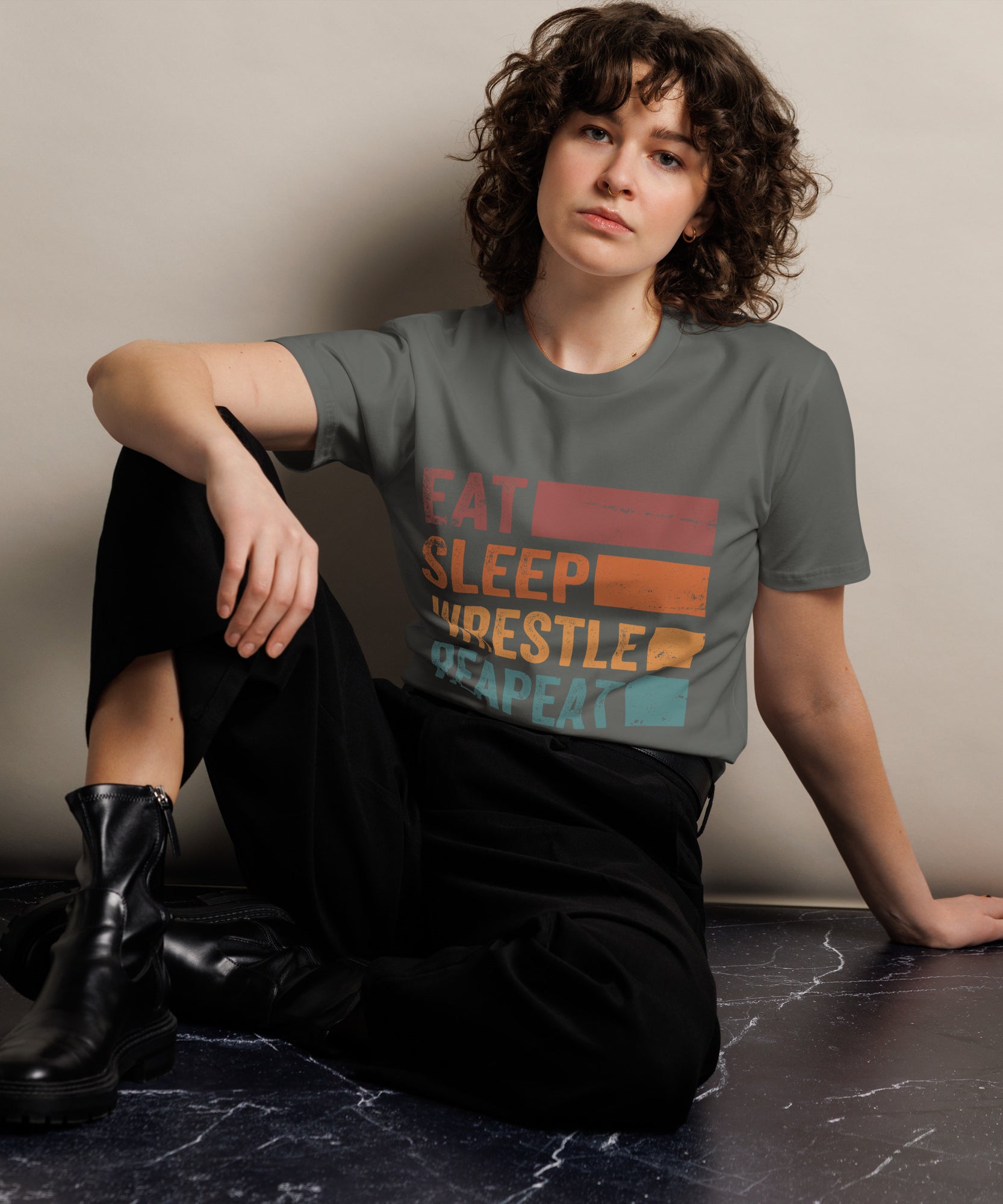 Eat Sleep Wrestle Repeat Wrestling Unisex Premium T-Shirt | Gallory Hive