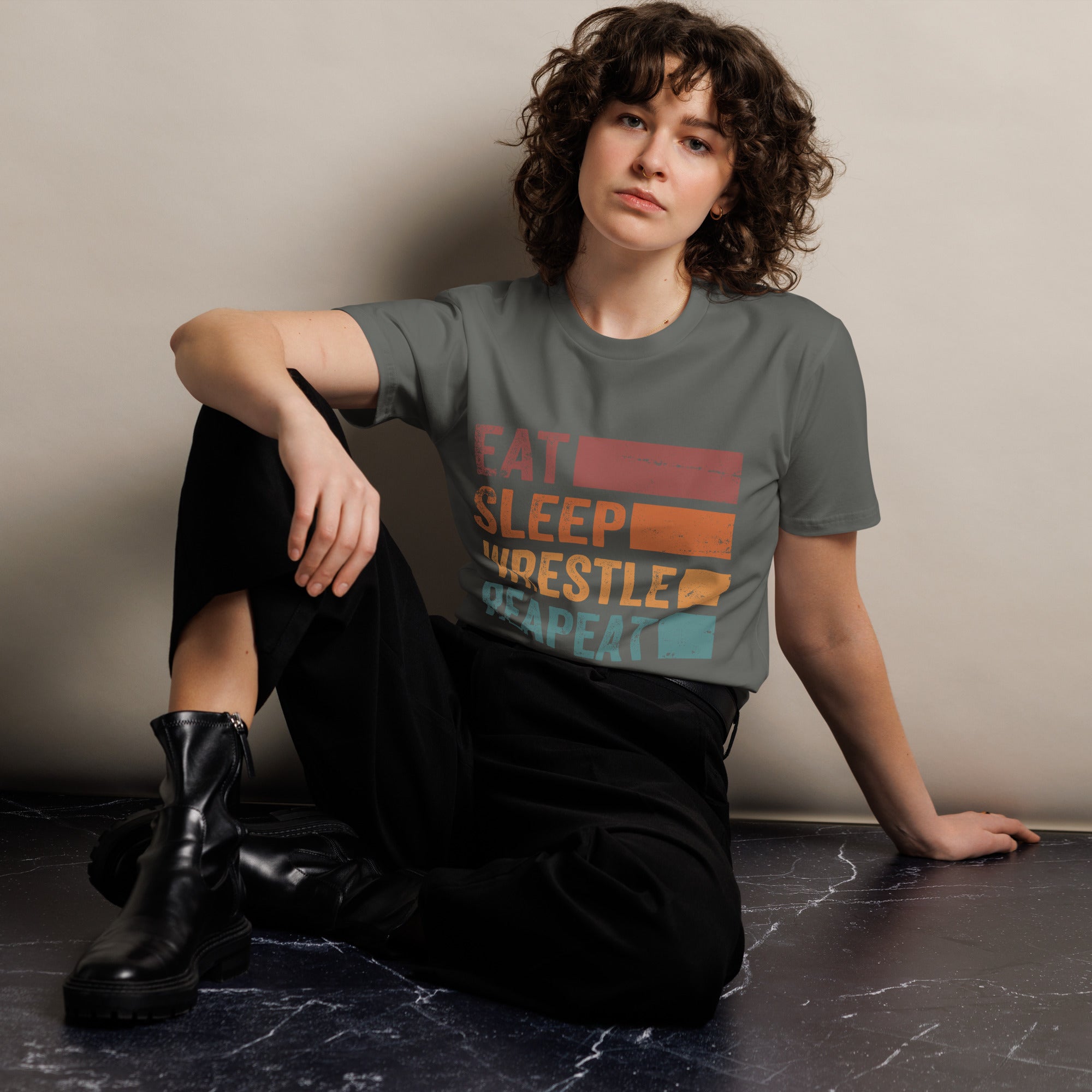 Eat Sleep Wrestle Repeat Wrestling Unisex Premium T-Shirt | Gallory Hive