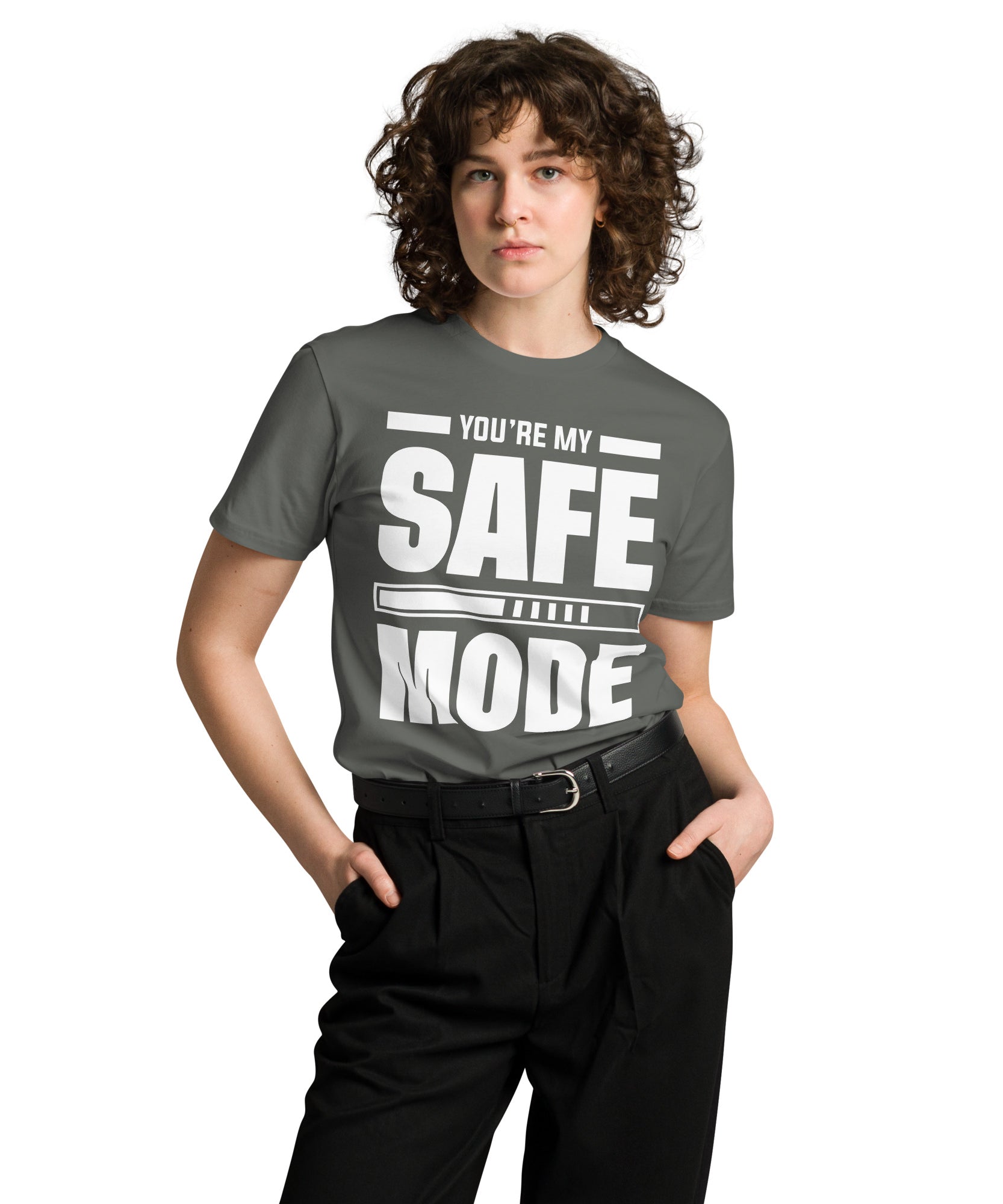 Safe Mode Typography Premium Cotton T-Shirt | Gallory Hive
