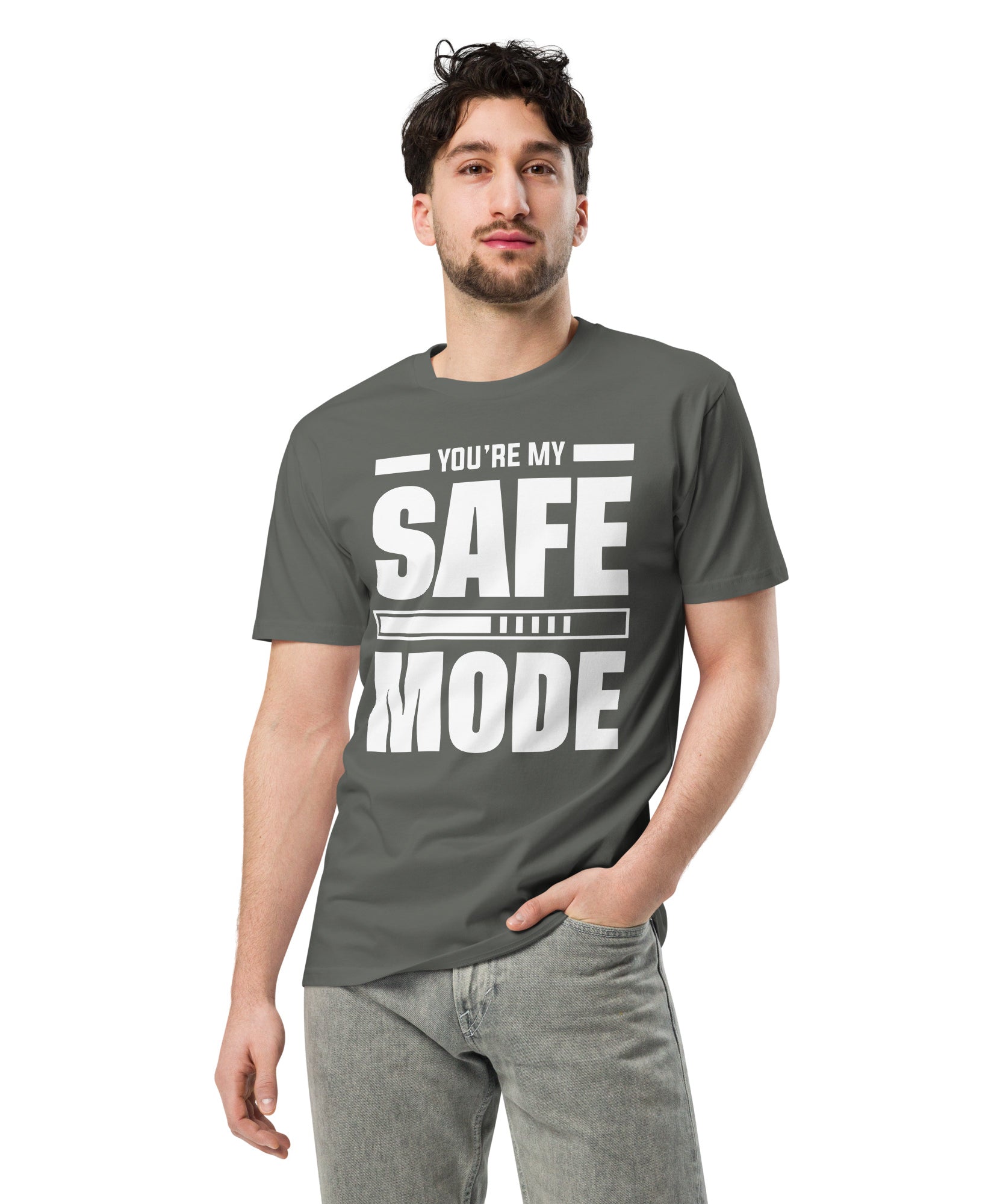 Safe Mode Typography Premium Cotton T-Shirt | Gallory Hive