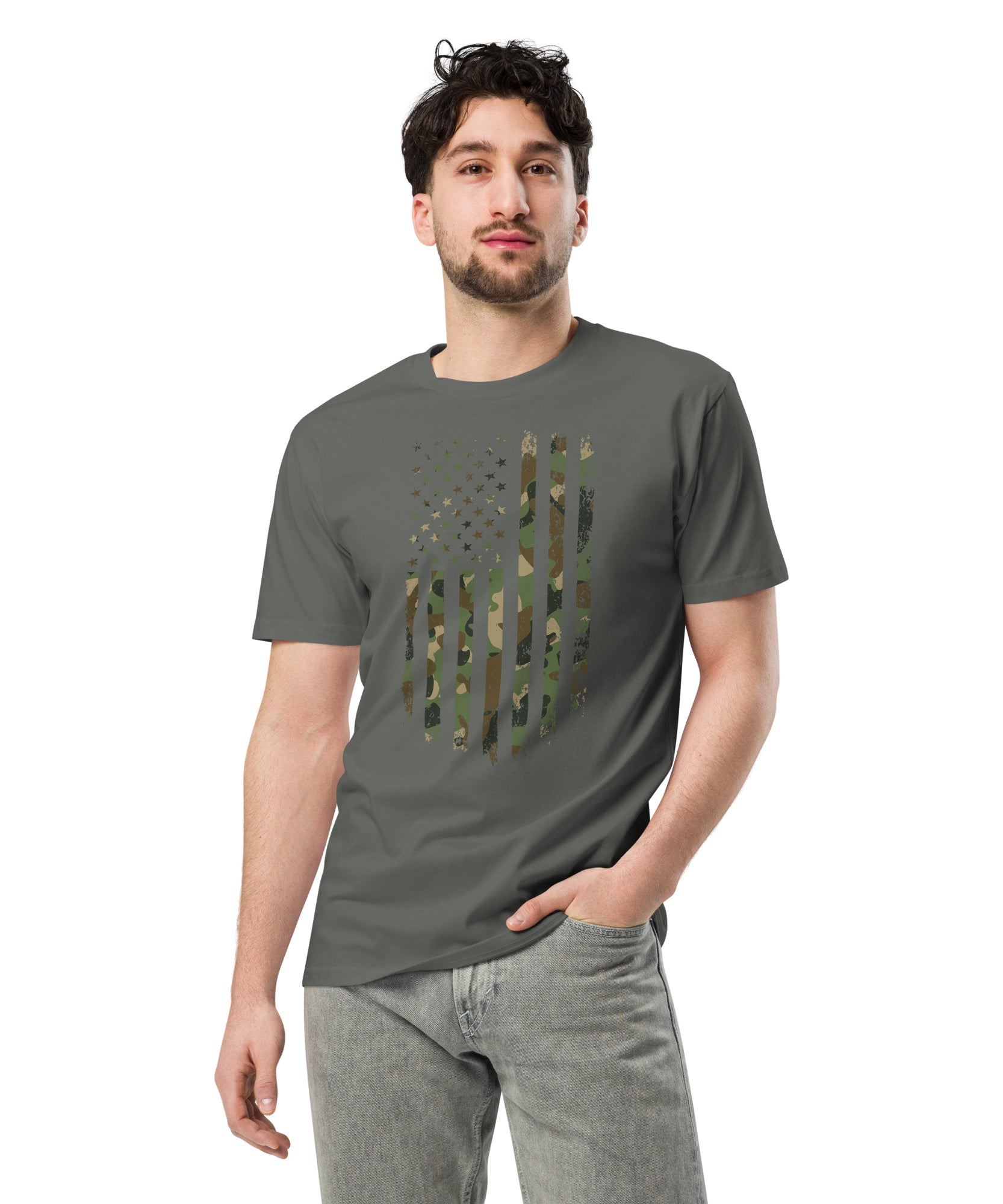Military Style USA Flag Premium Cotton T-Shirt | Gallory Hive