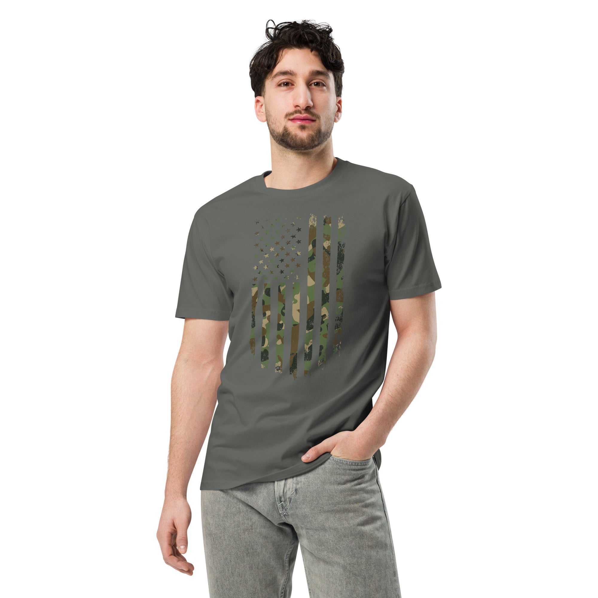 Military Style USA Flag Premium Cotton T-Shirt | Gallory Hive