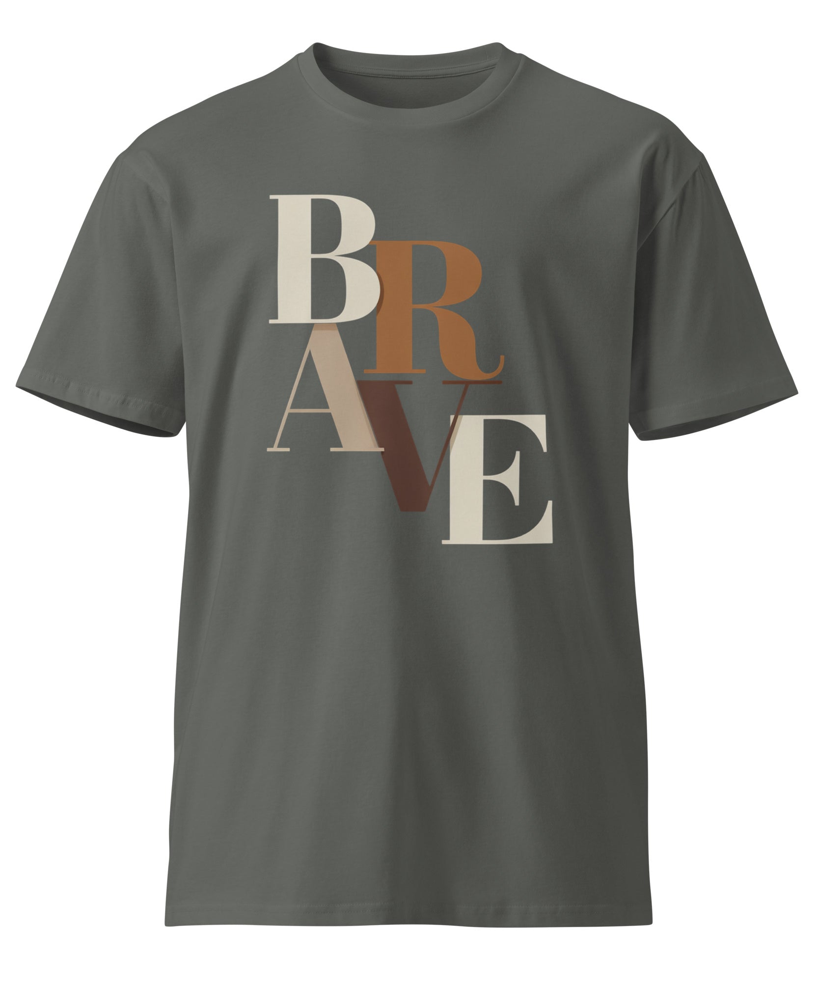 BRAVE Minimalist Neutral Typography Premium T-Shirt | Gallory Hive