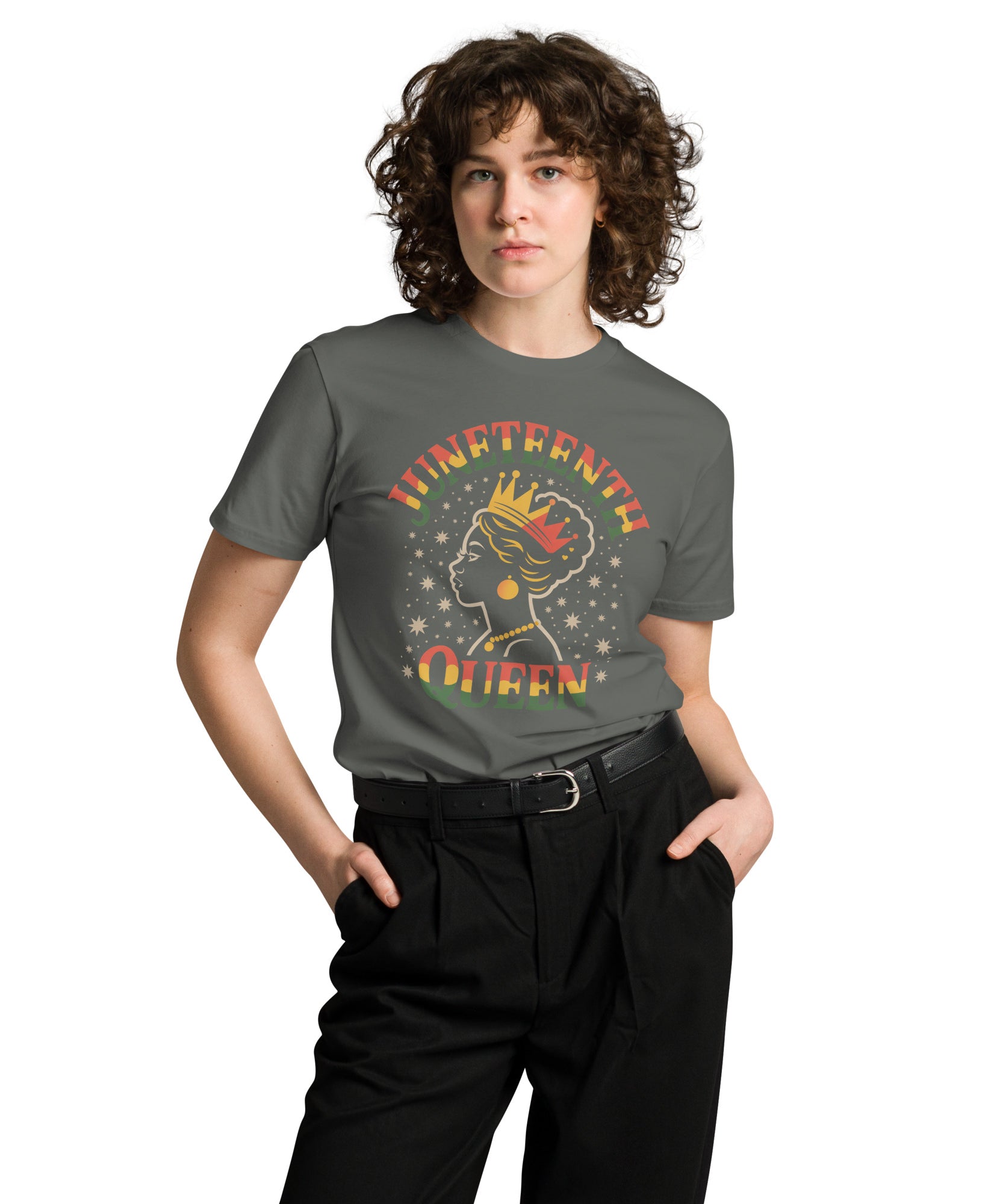 Juneteenth Queen Crown Afro Graphic Unisex Premium T-Shirt | Gallory Hive
