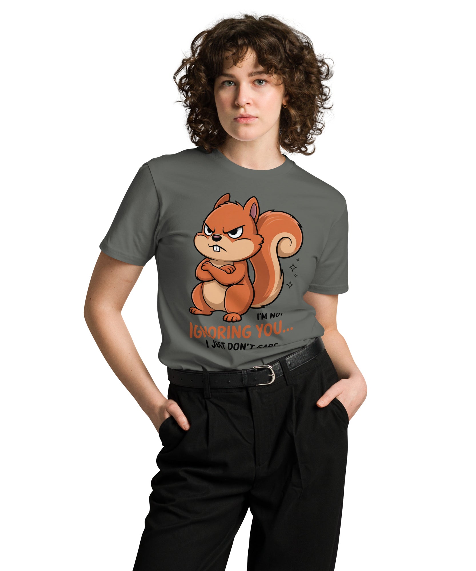 Ignoring You Funny Angry Squirrel Premium Cotton T-Shirt | Gallory Hive