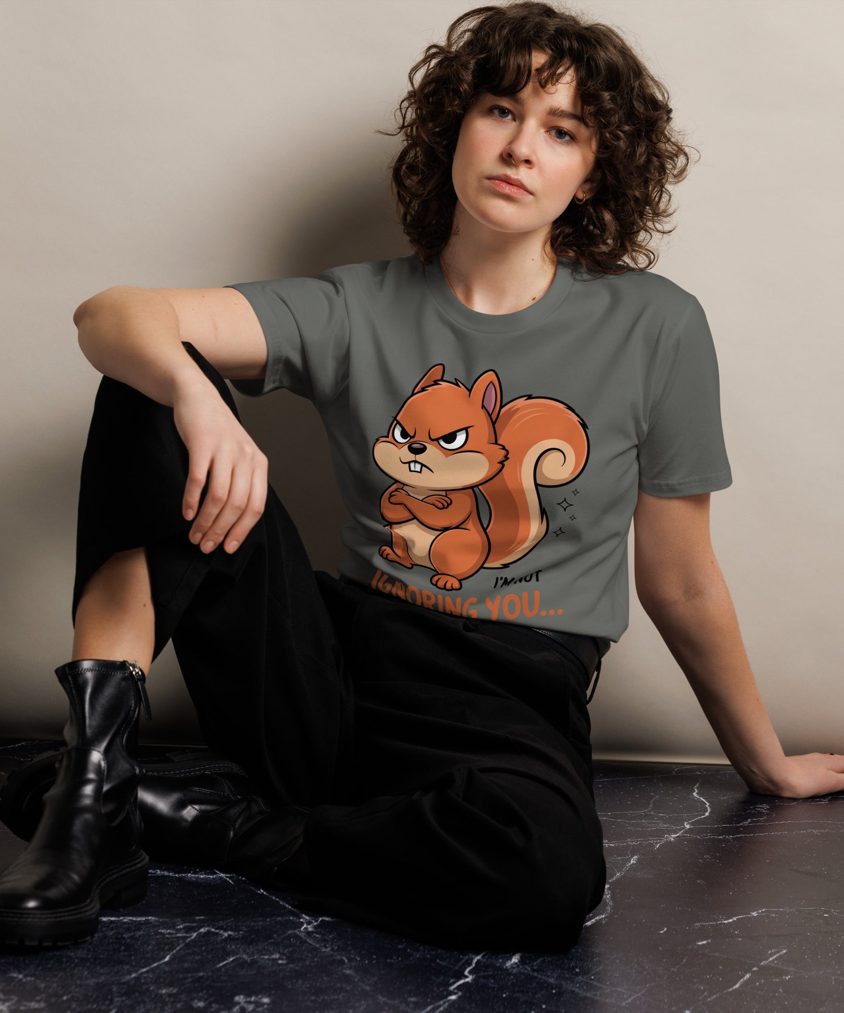 Ignoring You Funny Angry Squirrel Premium Cotton T-Shirt | Gallory Hive