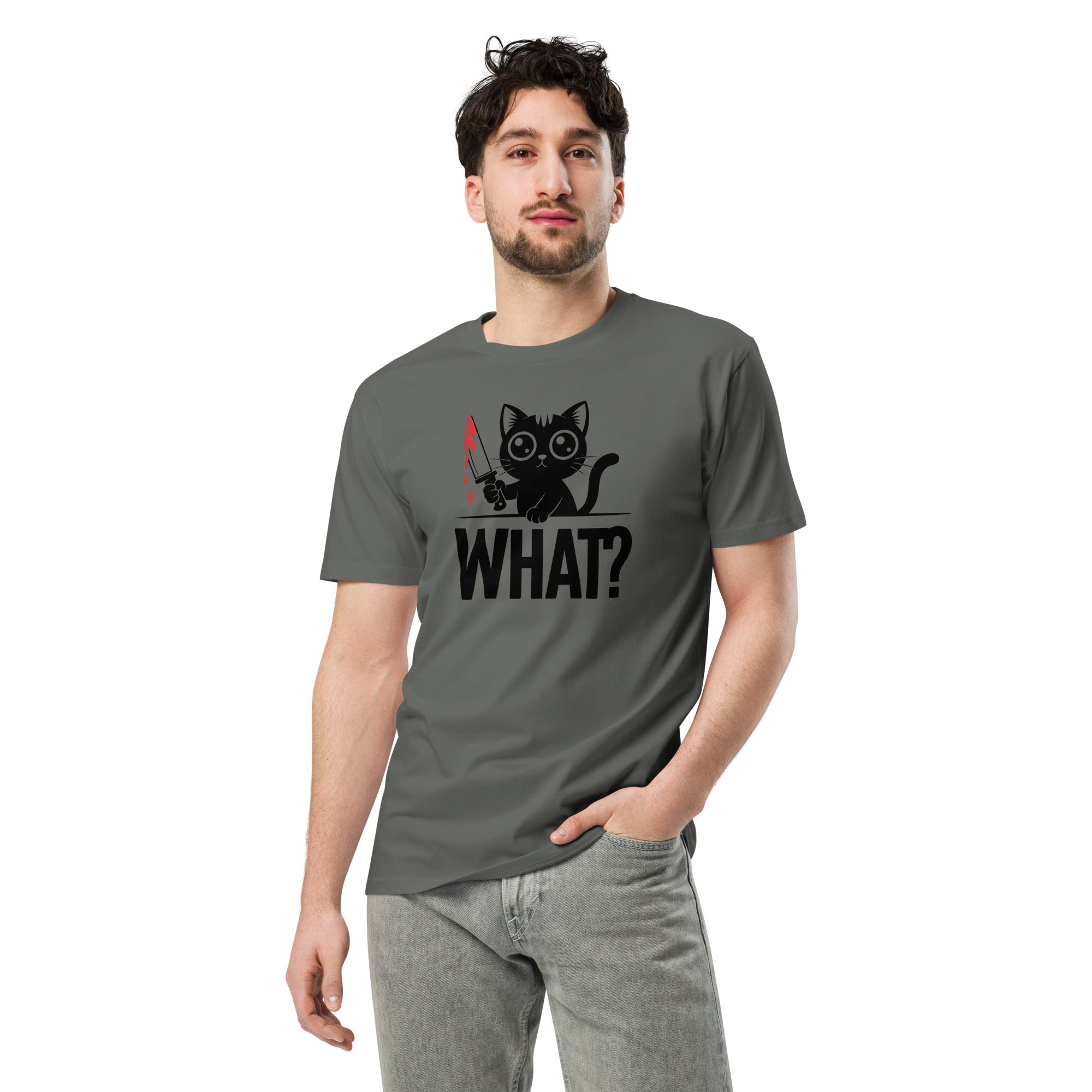 Funny Horror Cat What Graphic Unisex Premium T-Shirt | Gallory Hive