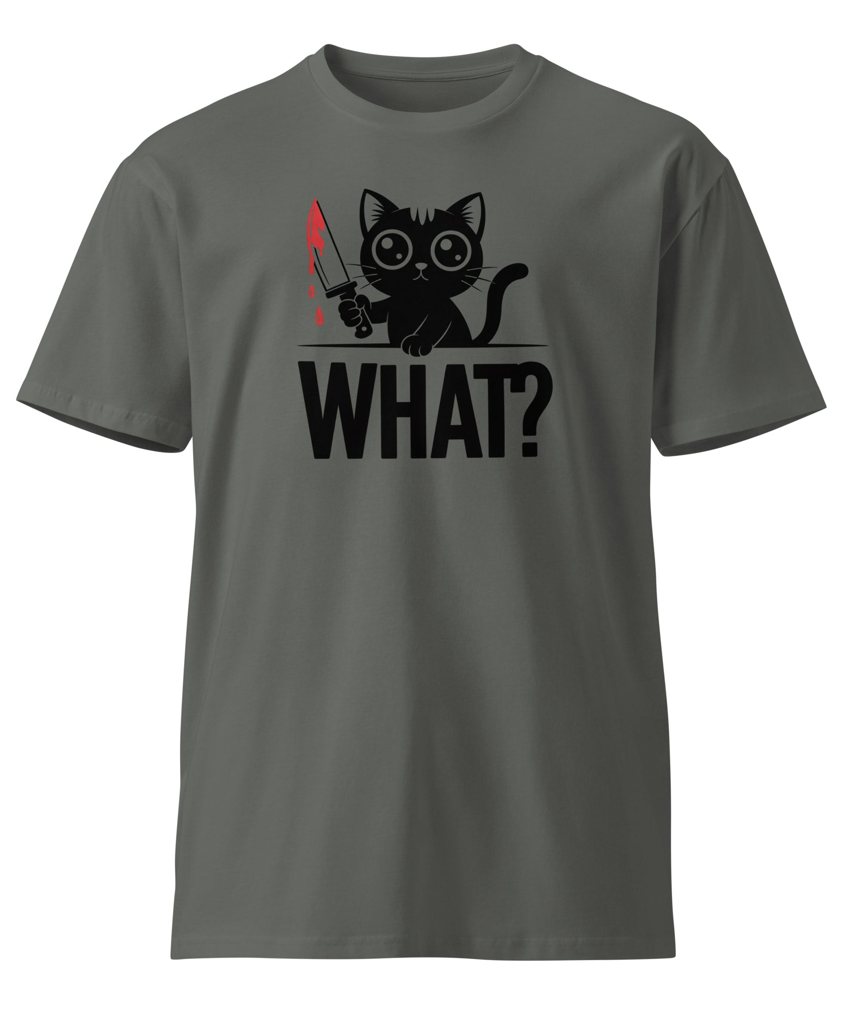 Funny Horror Cat What Graphic Unisex Premium T-Shirt | Gallory Hive