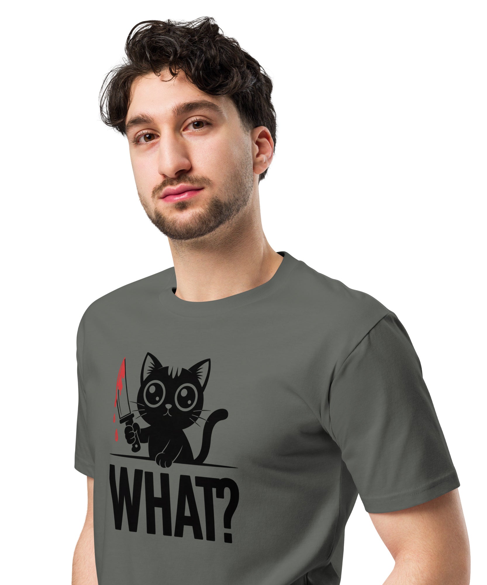 Funny Horror Cat What Graphic Unisex Premium T-Shirt | Gallory Hive