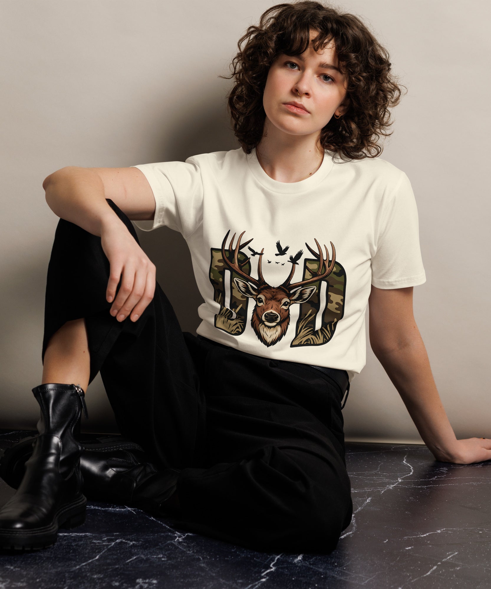 Dad Deer Hunting Premium Cotton T-Shirt | Gallory Hive