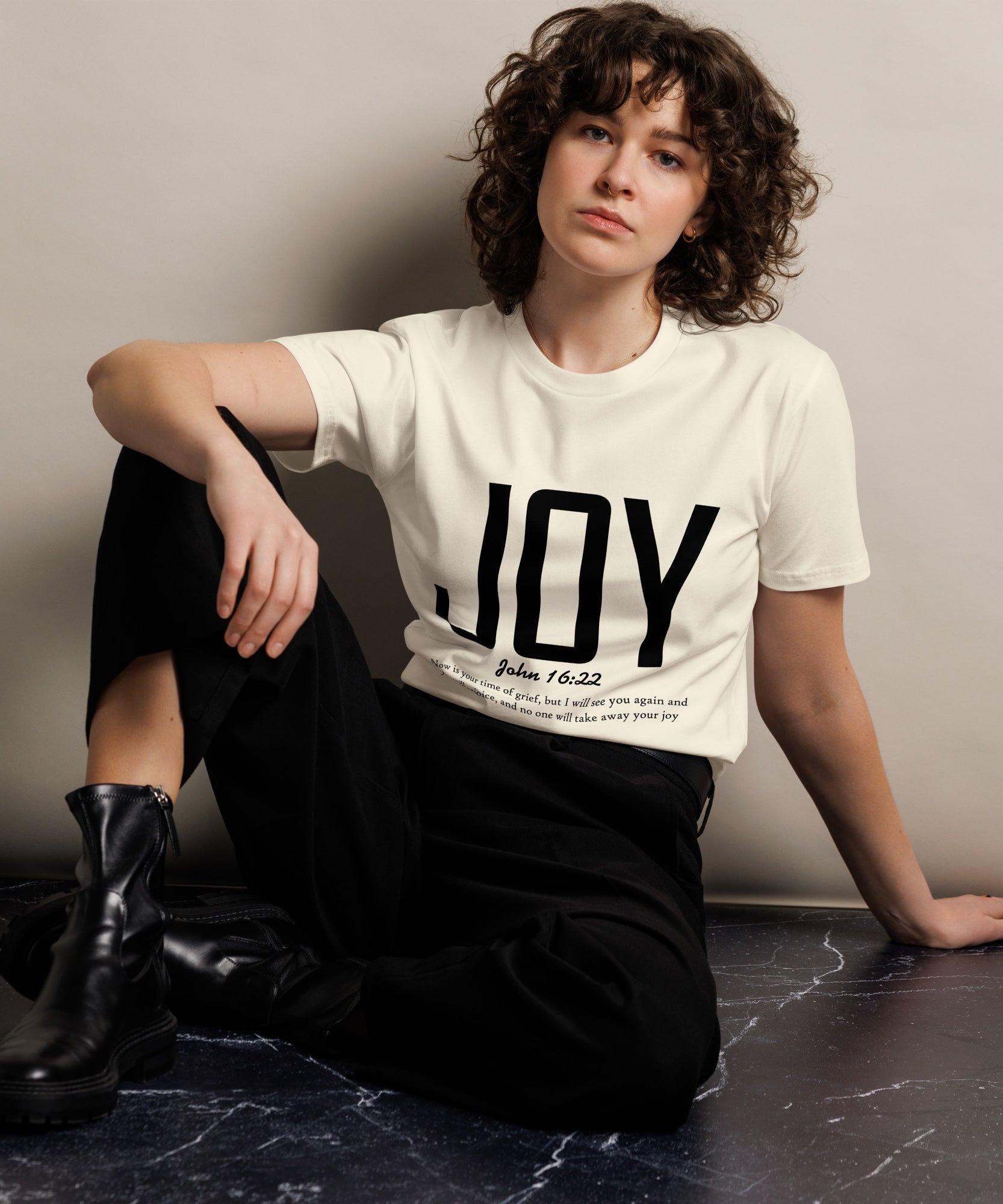 Joy Faith Inspirational Premium Unisex Cotton T-Shirt | Gallory Hive