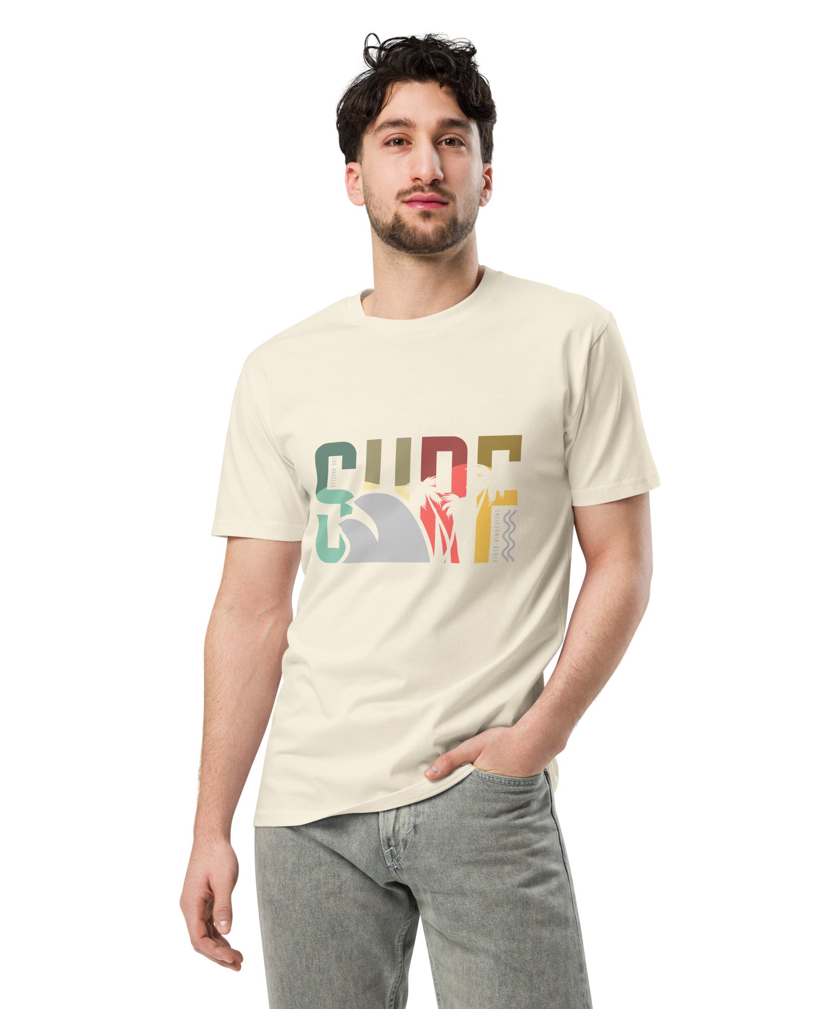 Retro Surf Beach Premium Unisex Cotton T-Shirt | Gallory Hive