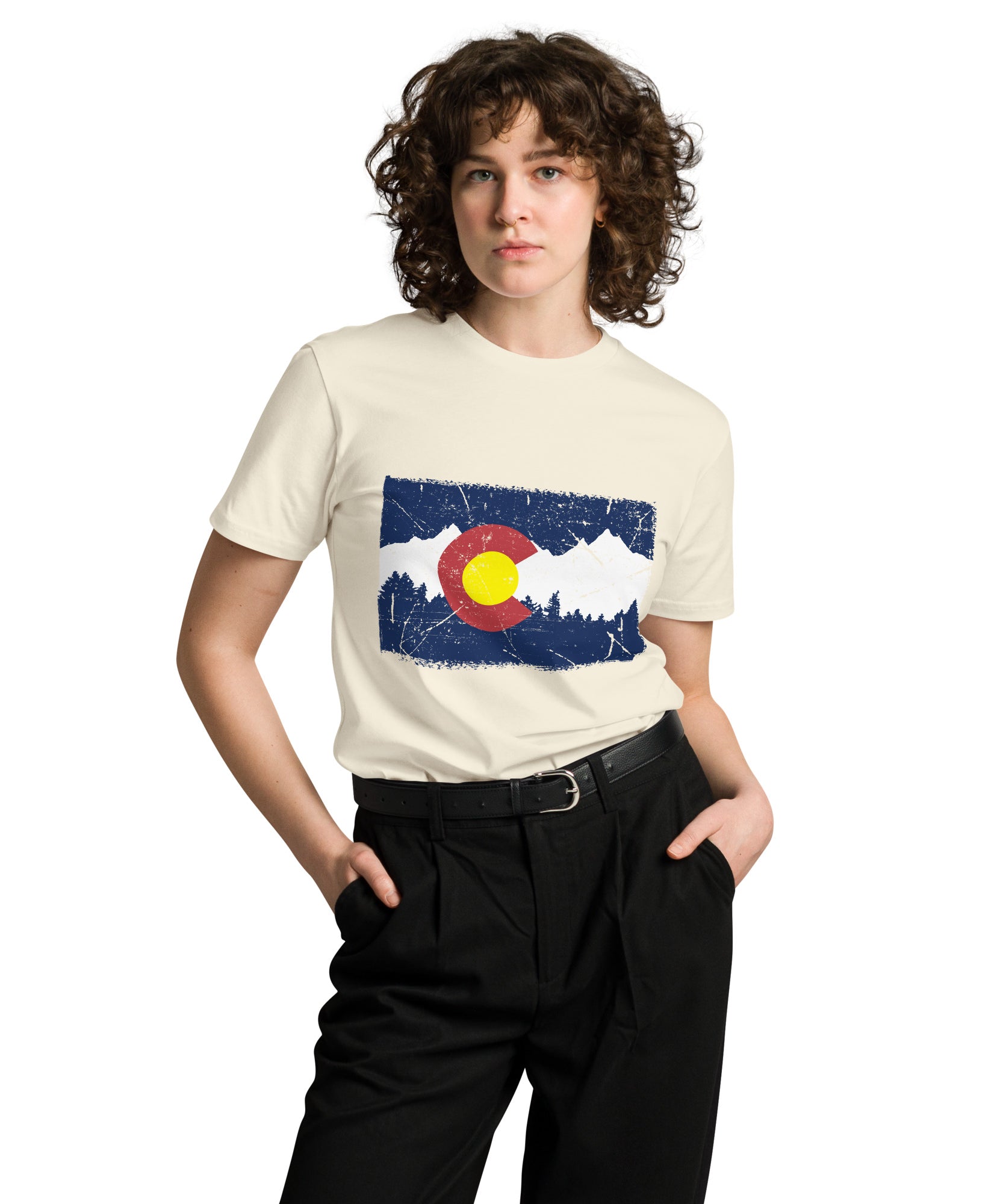 Colorado Mountain Flag Graphic Cotton T-Shirt | Gallory Hive