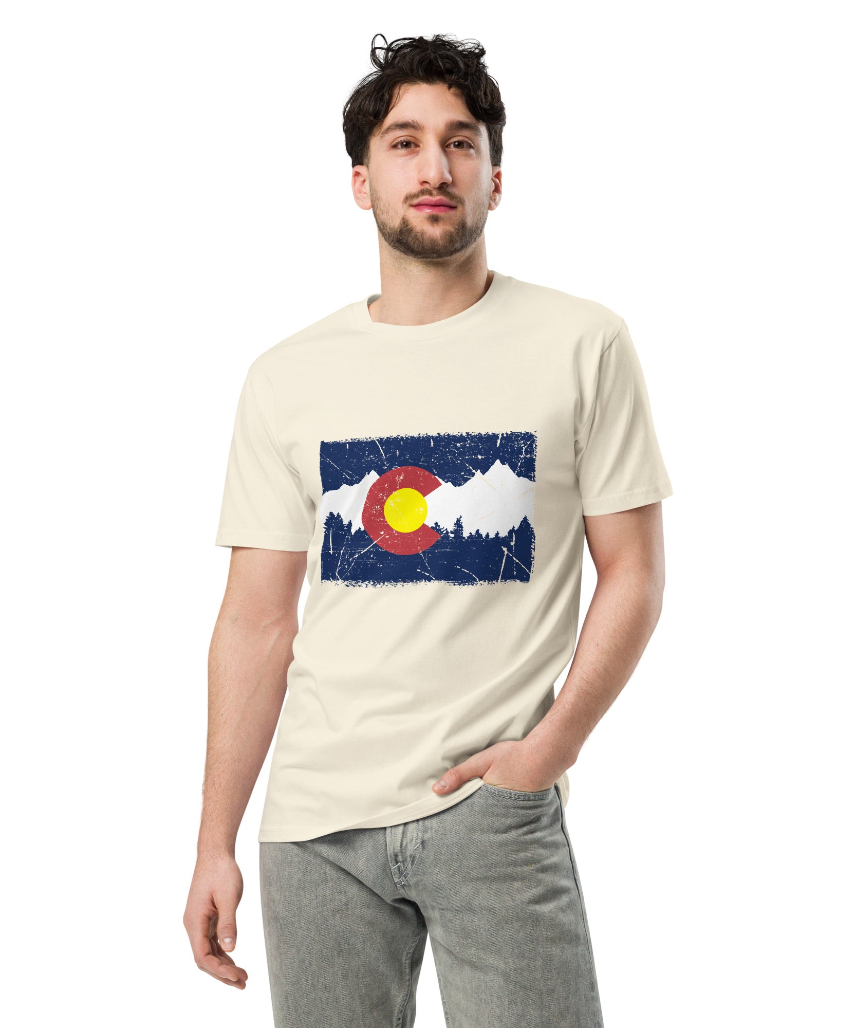Colorado Mountain Flag Graphic Cotton T-Shirt | Gallory Hive