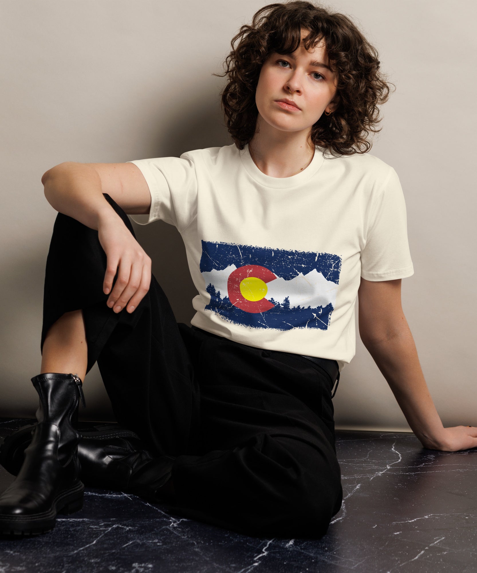 Colorado Mountain Flag Graphic Cotton T-Shirt | Gallory Hive