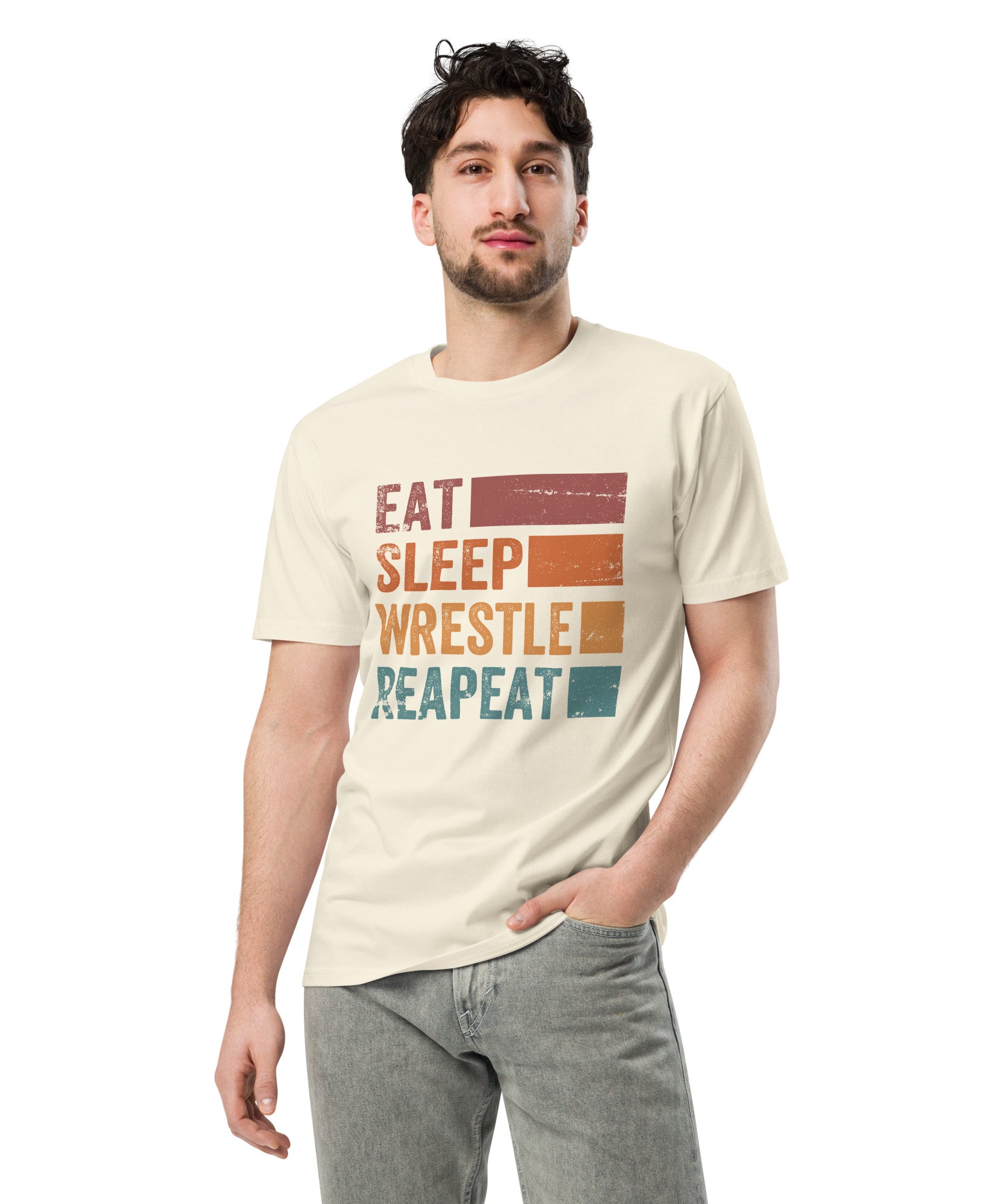 Eat Sleep Wrestle Repeat Wrestling Unisex Premium T-Shirt | Gallory Hive