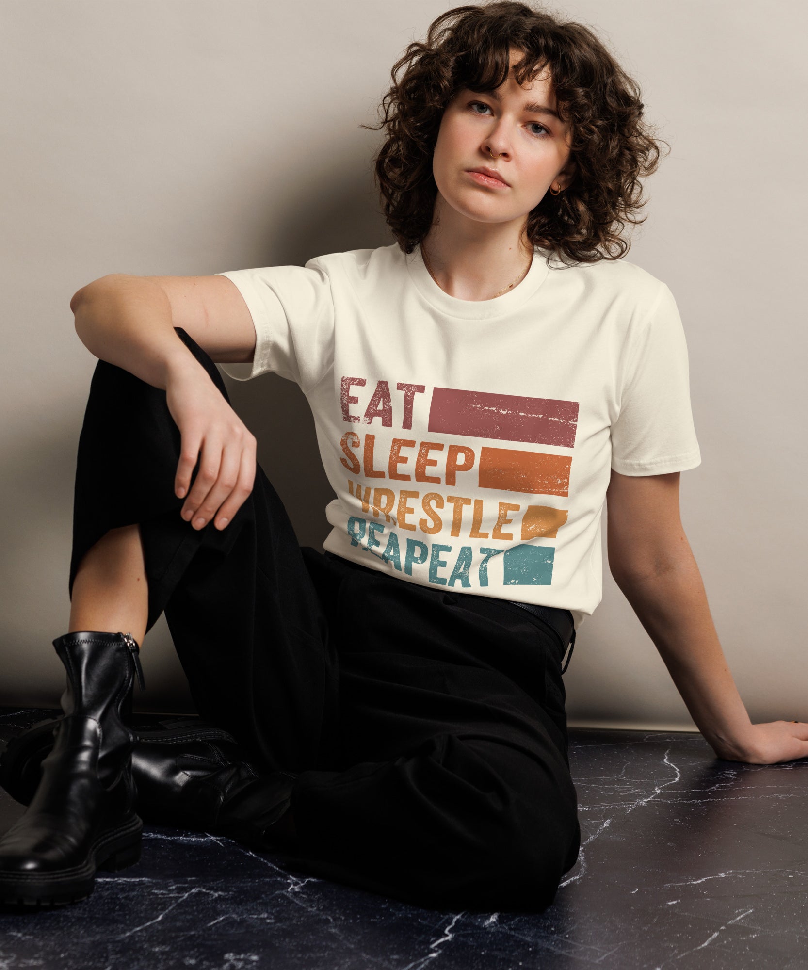 Eat Sleep Wrestle Repeat Wrestling Unisex Premium T-Shirt | Gallory Hive