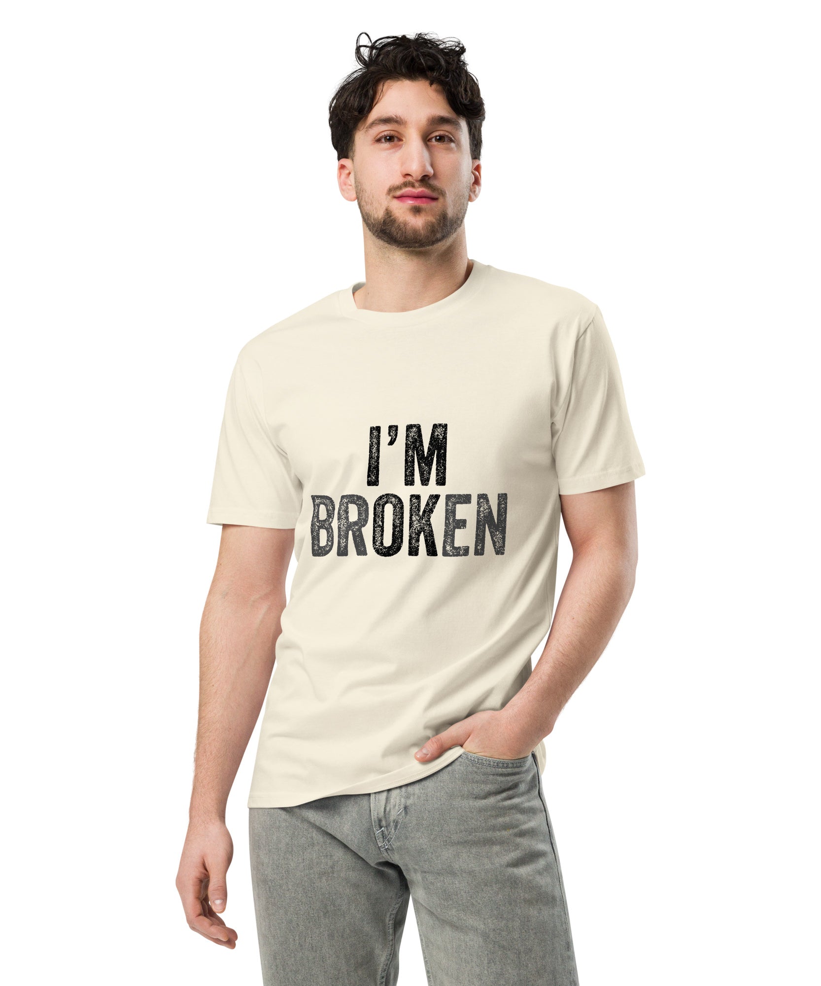 I’m Broken Typography Premium Cotton T-Shirt | Gallory Hive