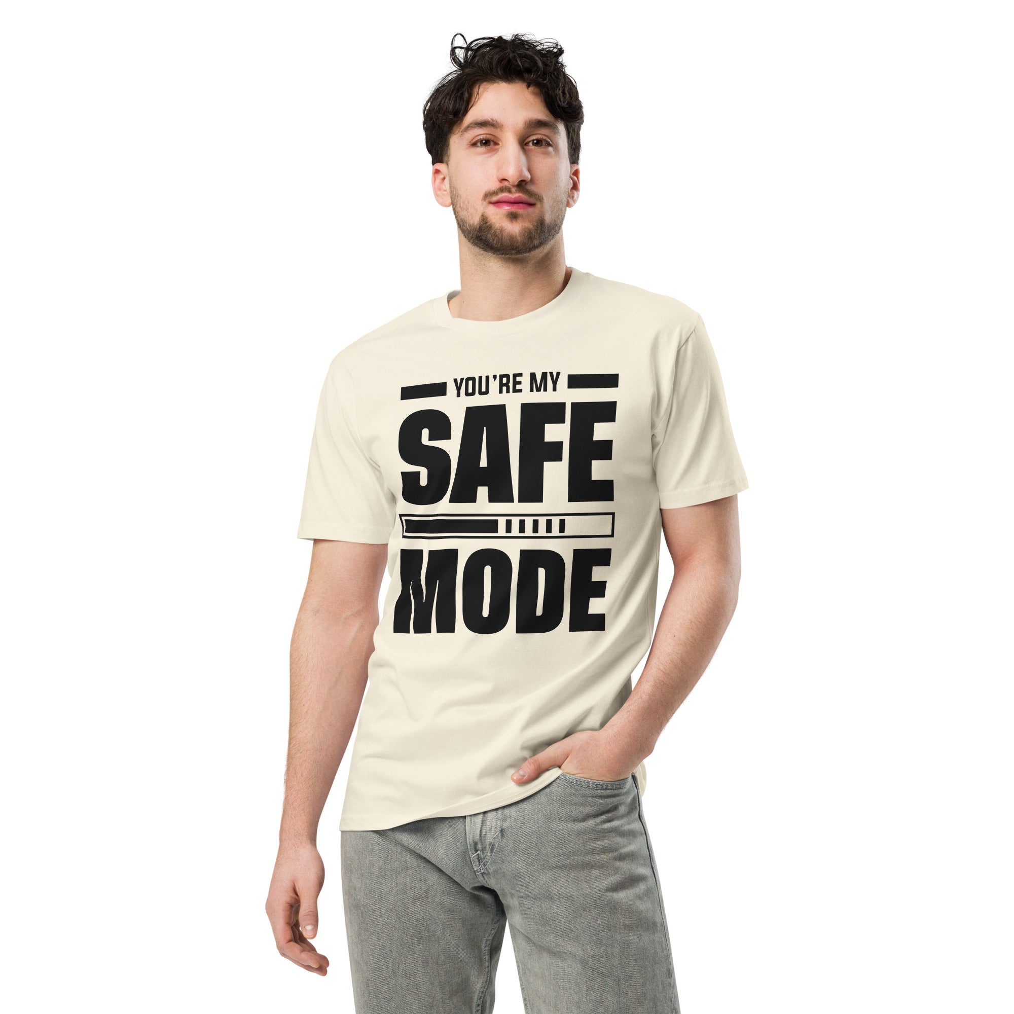 Safe Mode Typography Premium Cotton T-Shirt | Gallory Hive