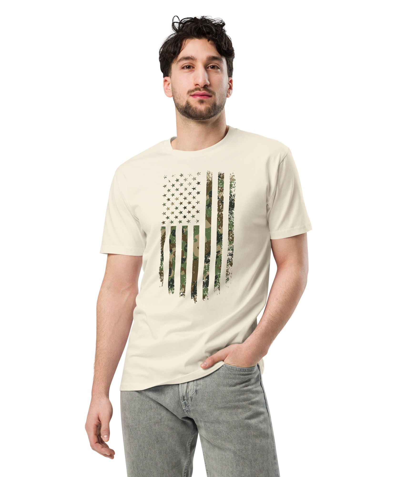 Military Style USA Flag Premium Cotton T-Shirt | Gallory Hive