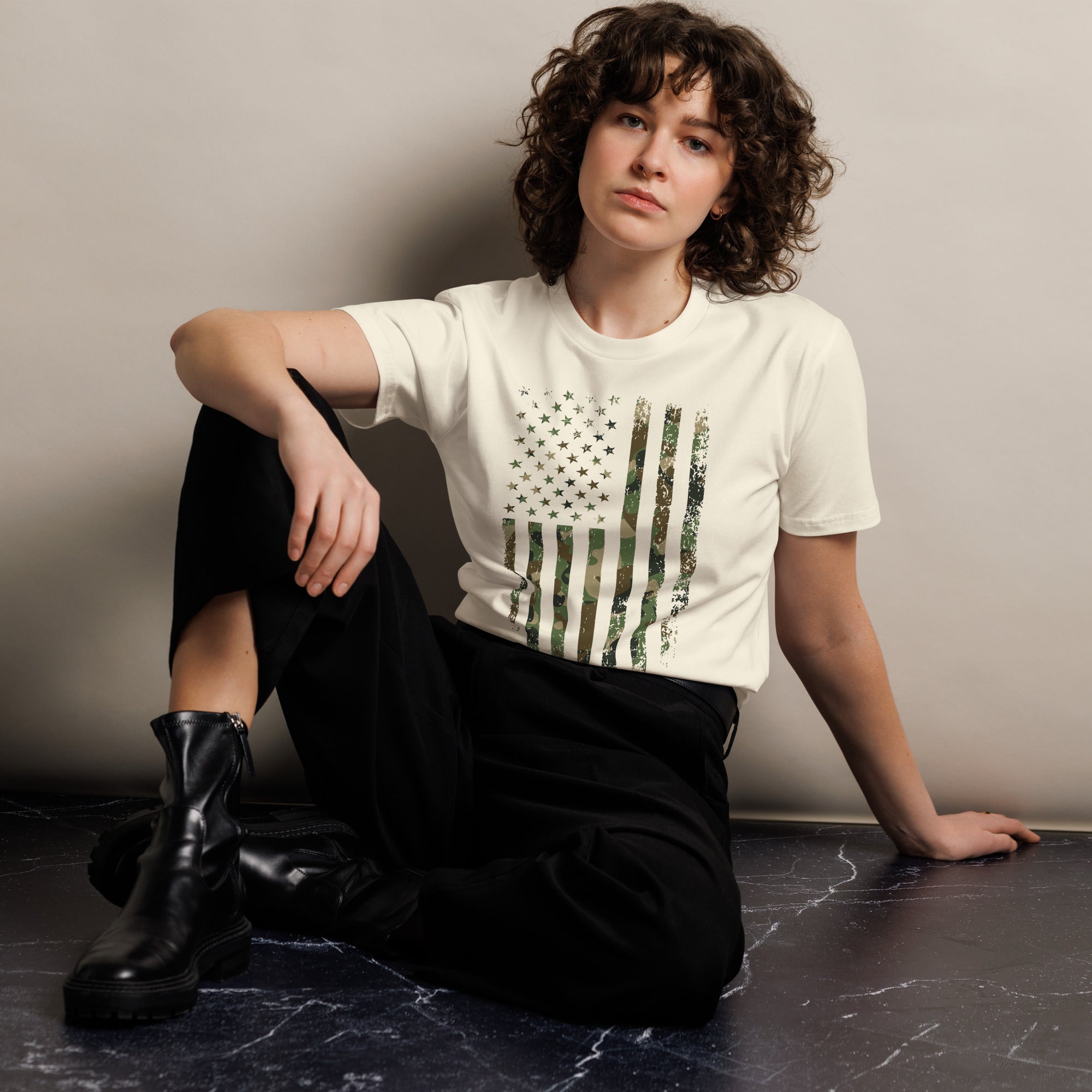 Military Style USA Flag Premium Cotton T-Shirt | Gallory Hive
