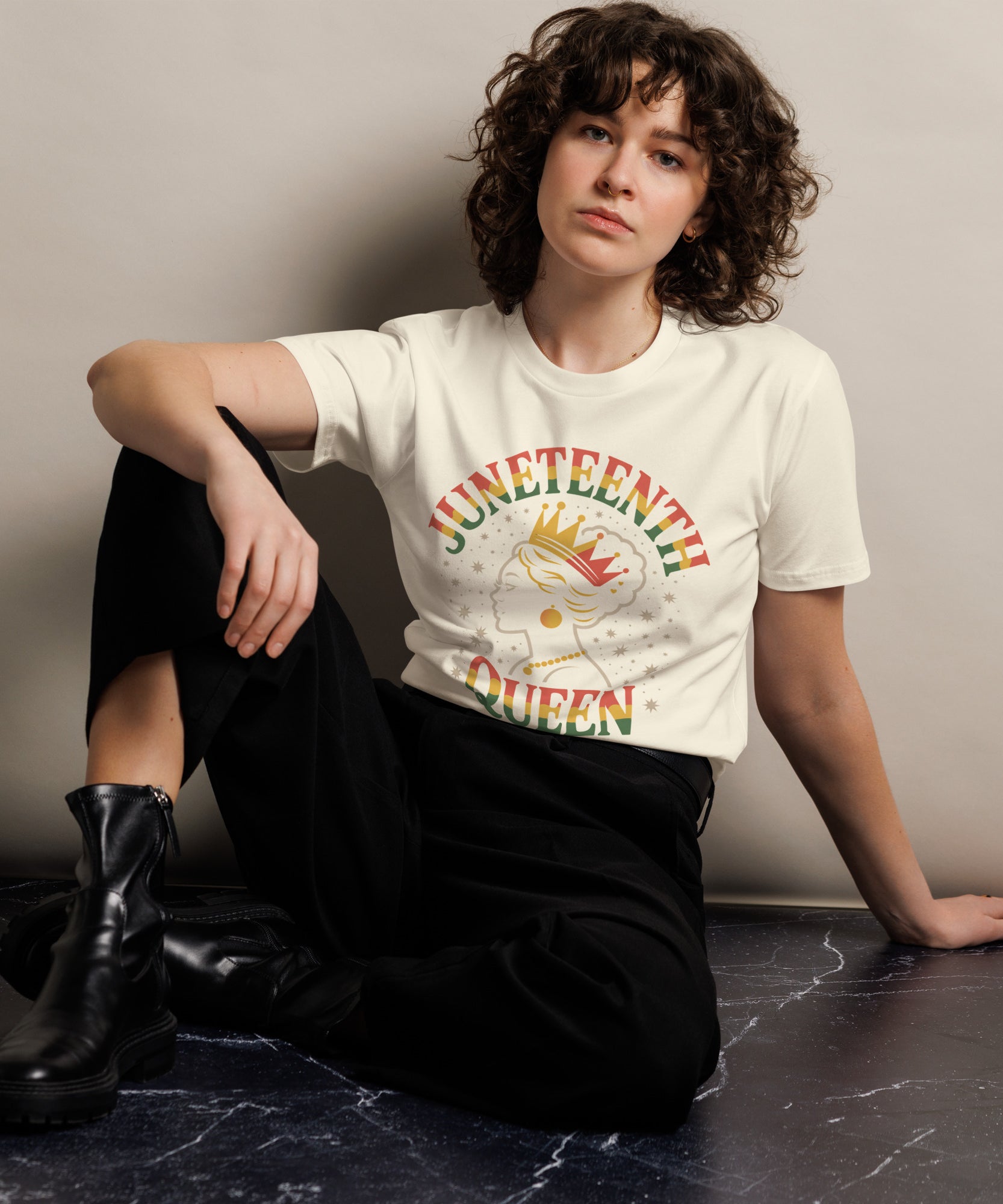 Juneteenth Queen Crown Afro Graphic Unisex Premium T-Shirt | Gallory Hive