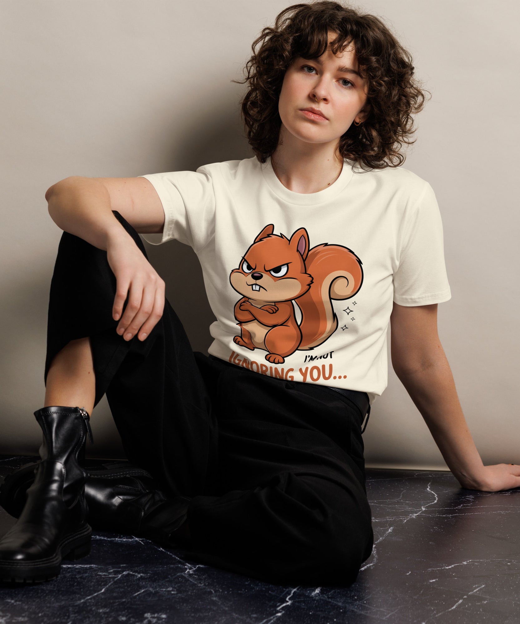 Ignoring You Funny Angry Squirrel Premium Cotton T-Shirt | Gallory Hive