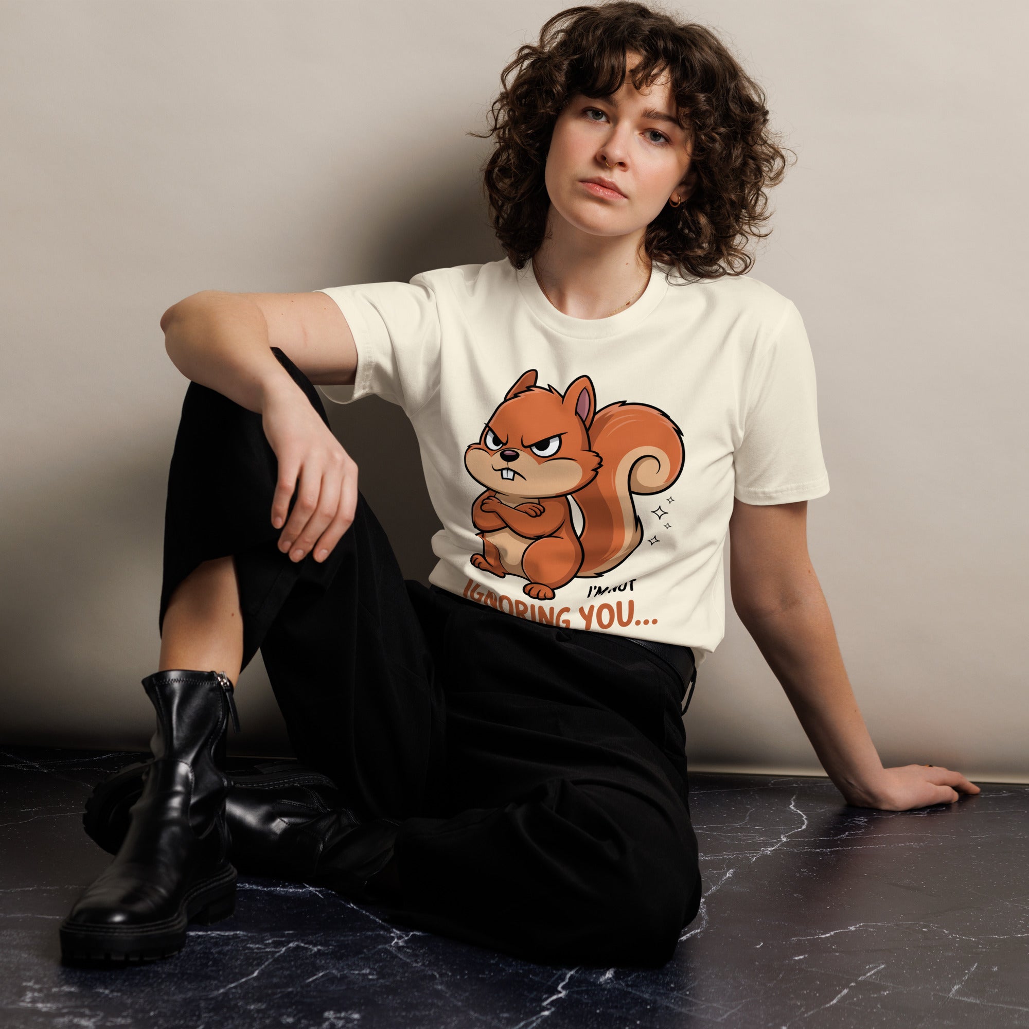 Ignoring You Funny Angry Squirrel Premium Cotton T-Shirt | Gallory Hive