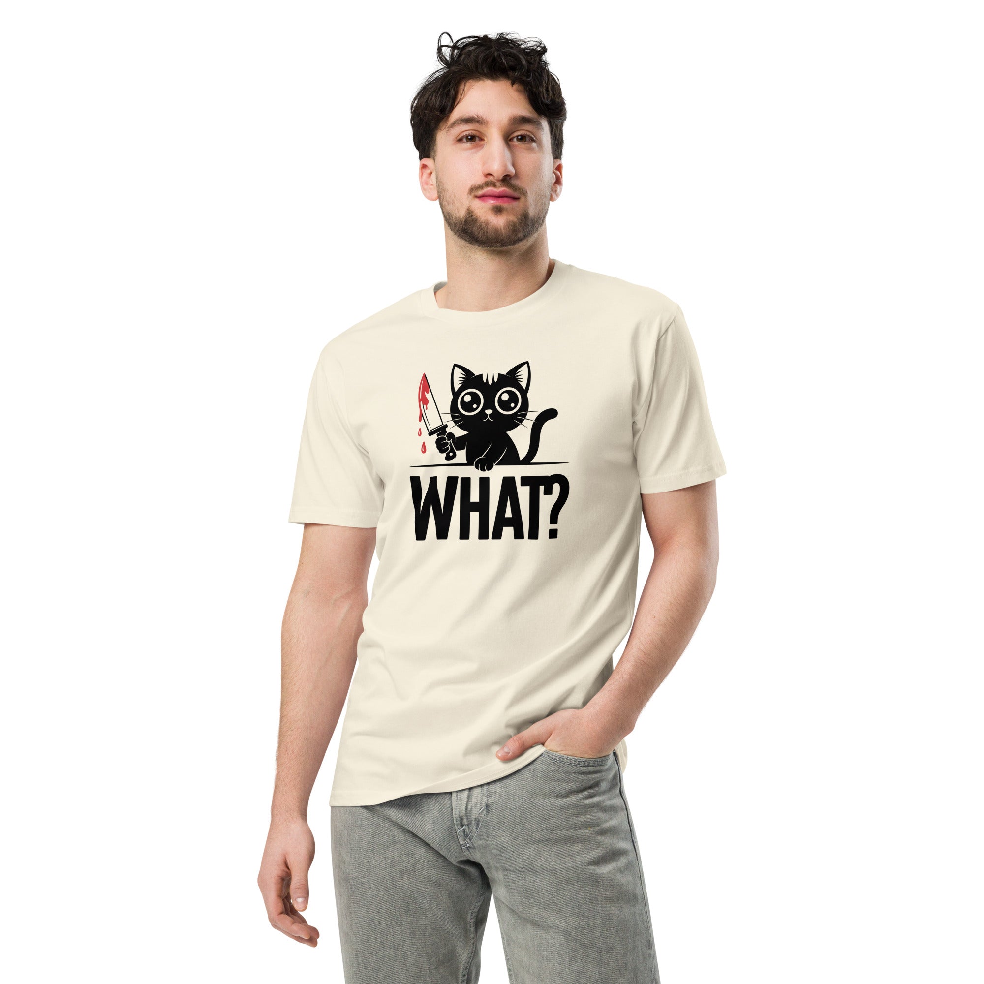 Funny Horror Cat What Graphic Unisex Premium T-Shirt | Gallory Hive