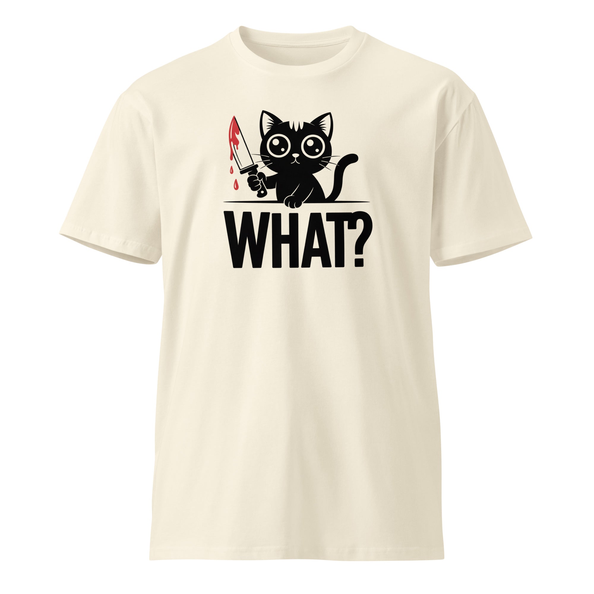 Funny Horror Cat What Graphic Unisex Premium T-Shirt | Gallory Hive