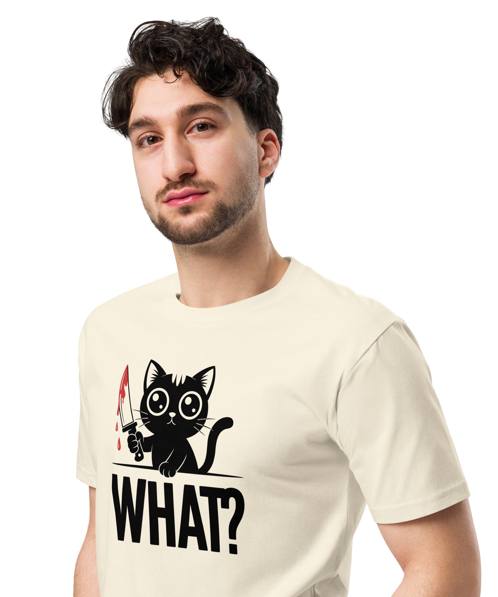 Funny Horror Cat What Graphic Unisex Premium T-Shirt | Gallory Hive