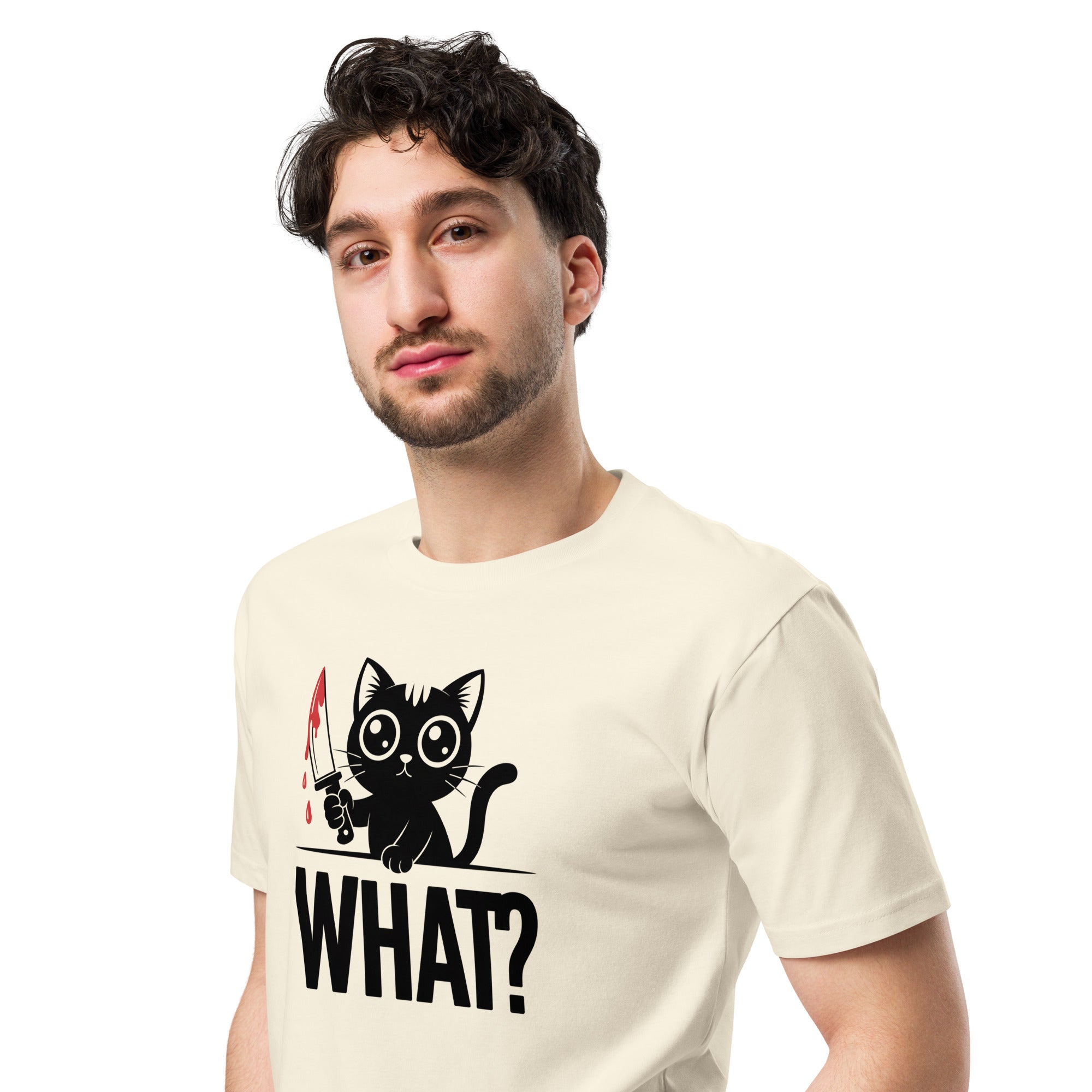 Funny Horror Cat What Graphic Unisex Premium T-Shirt | Gallory Hive