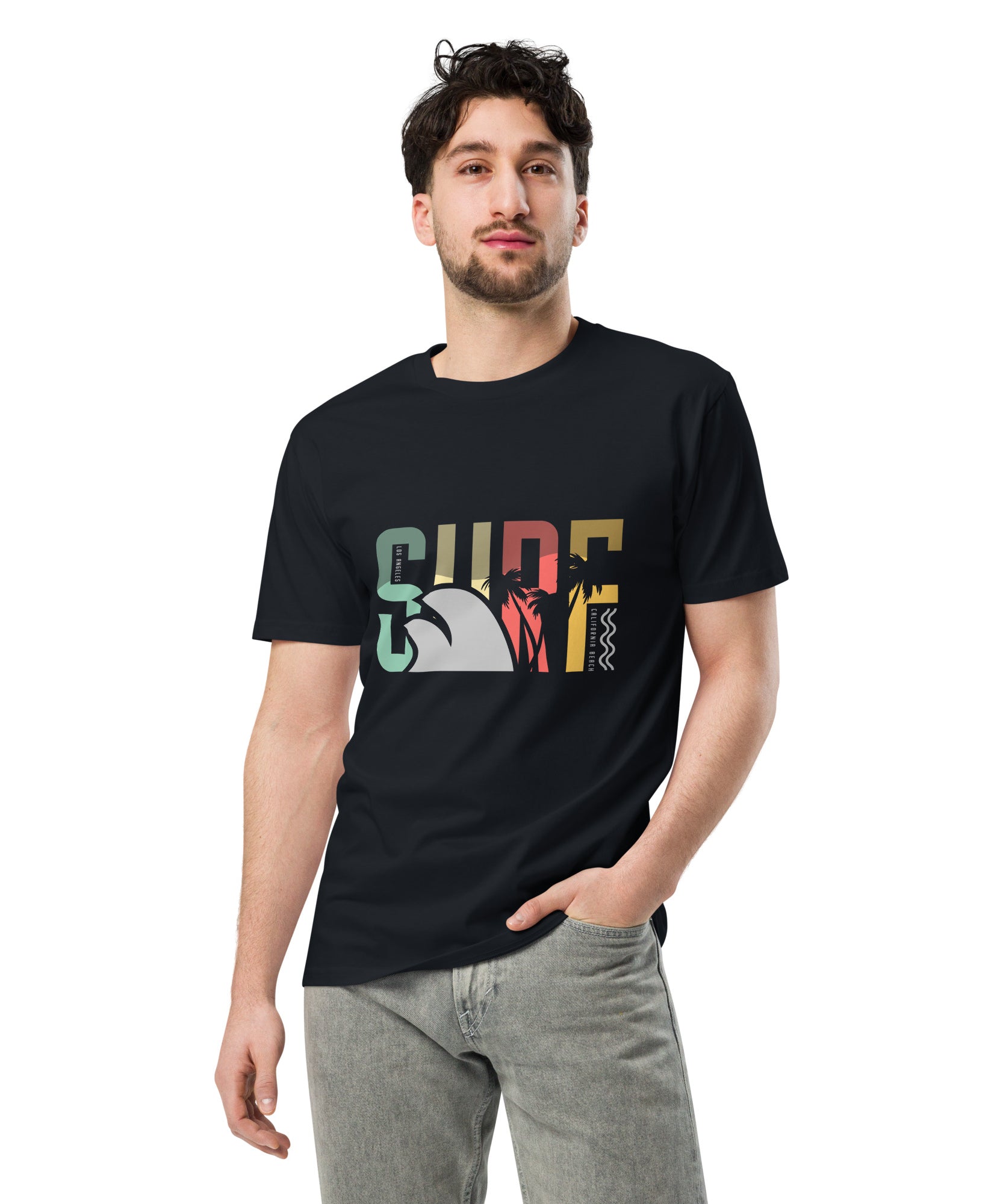 Retro Surf Beach Premium Unisex Cotton T-Shirt | Gallory Hive