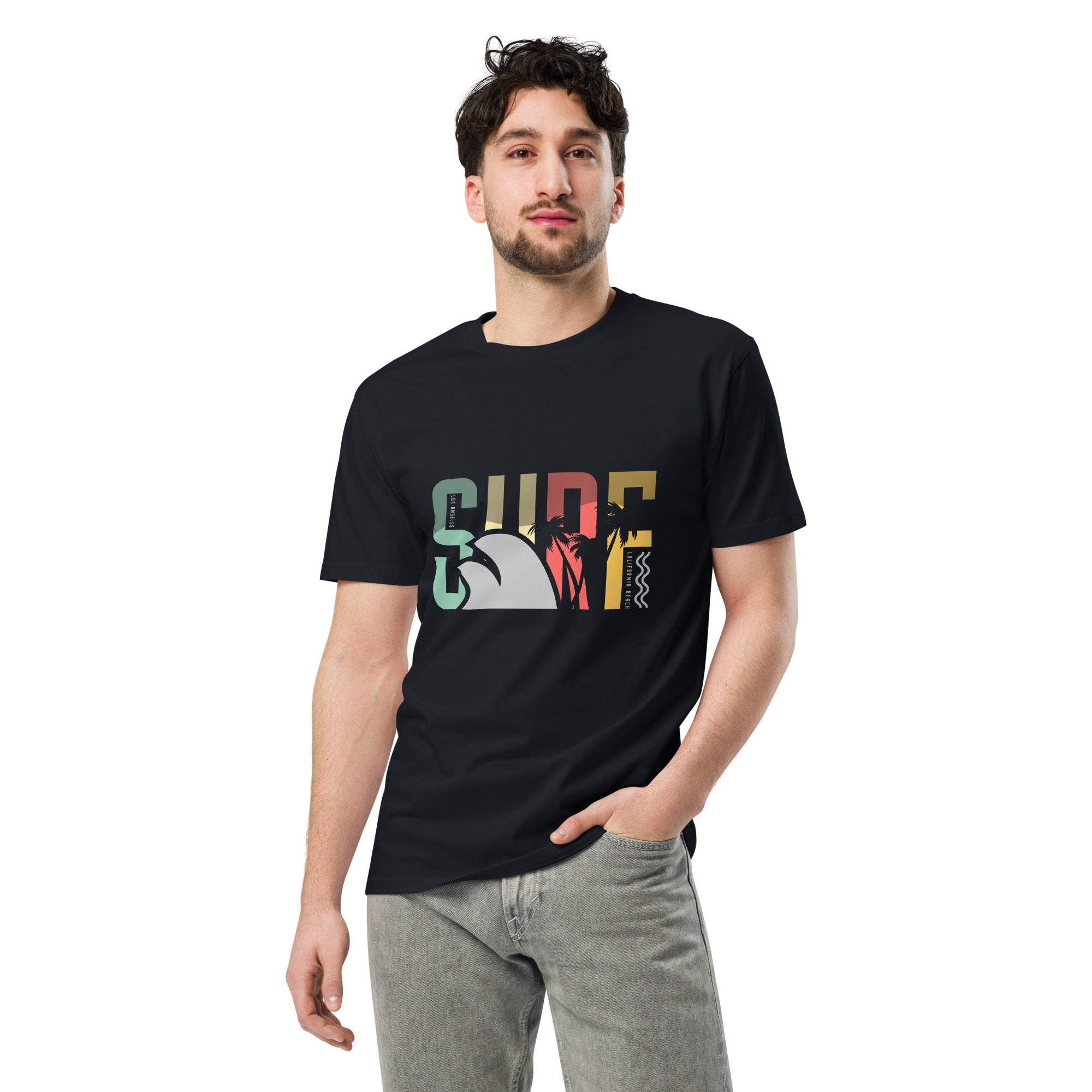 Retro Surf Beach Premium Unisex Cotton T-Shirt | Gallory Hive