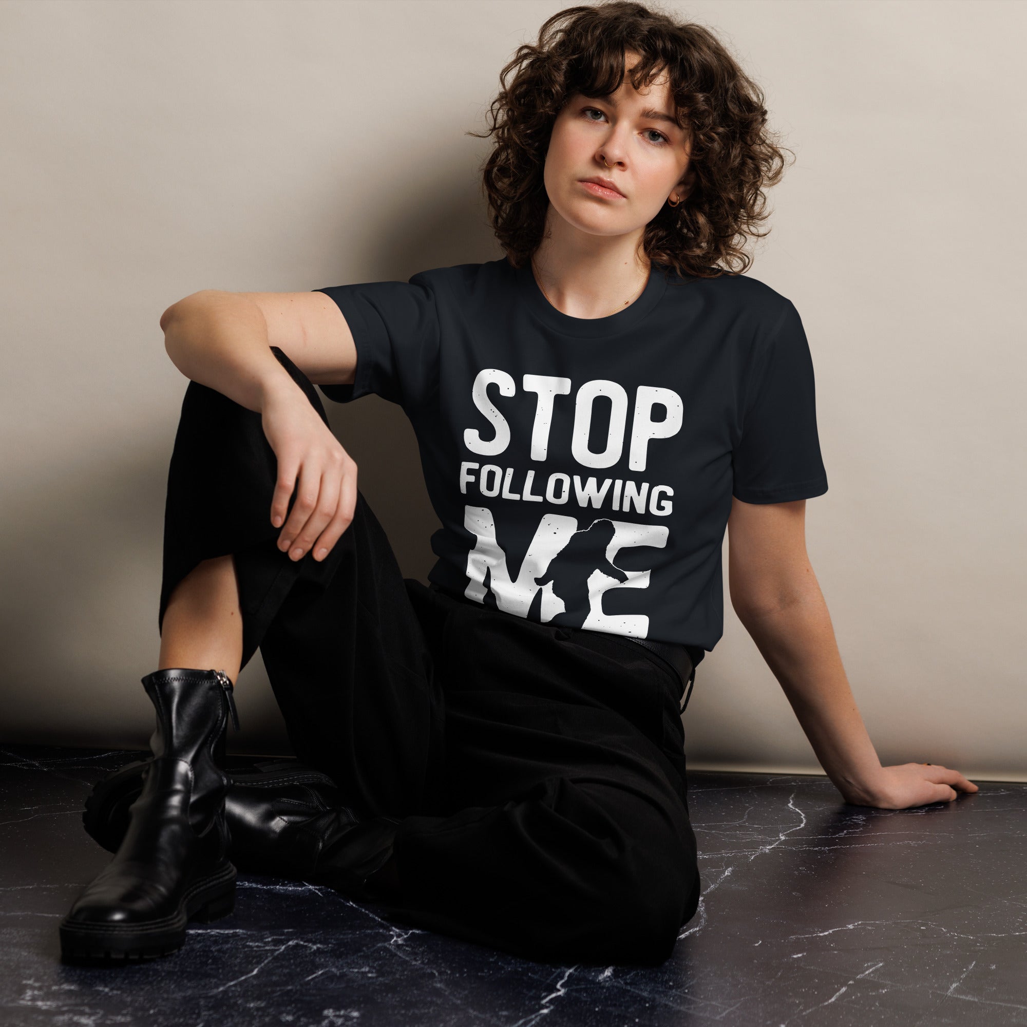 Stop Following Me Bigfoot Unisex Premium T-Shirt | Gallory Hive