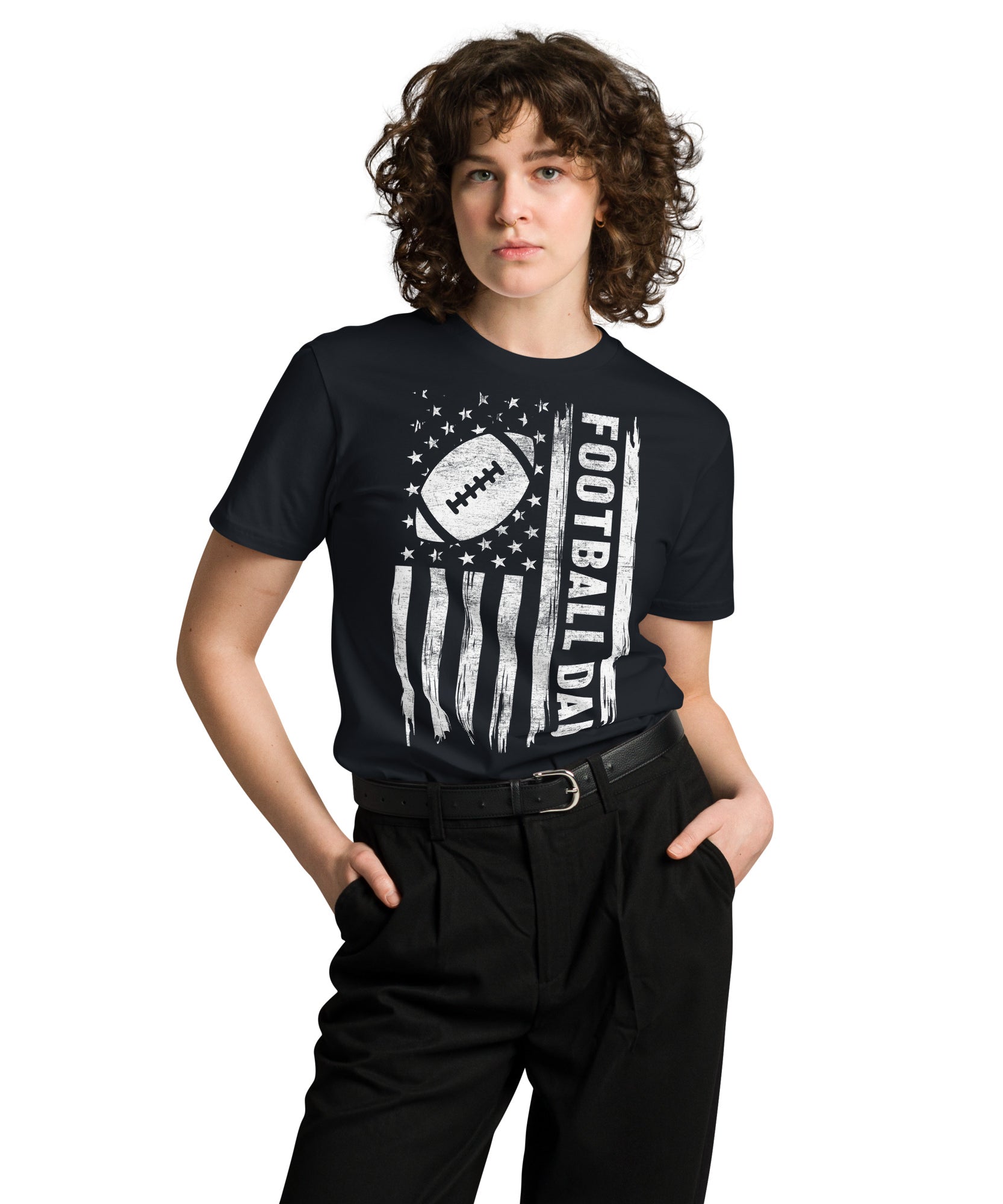 Football Dad American Flag Unisex Cotton T-Shirt