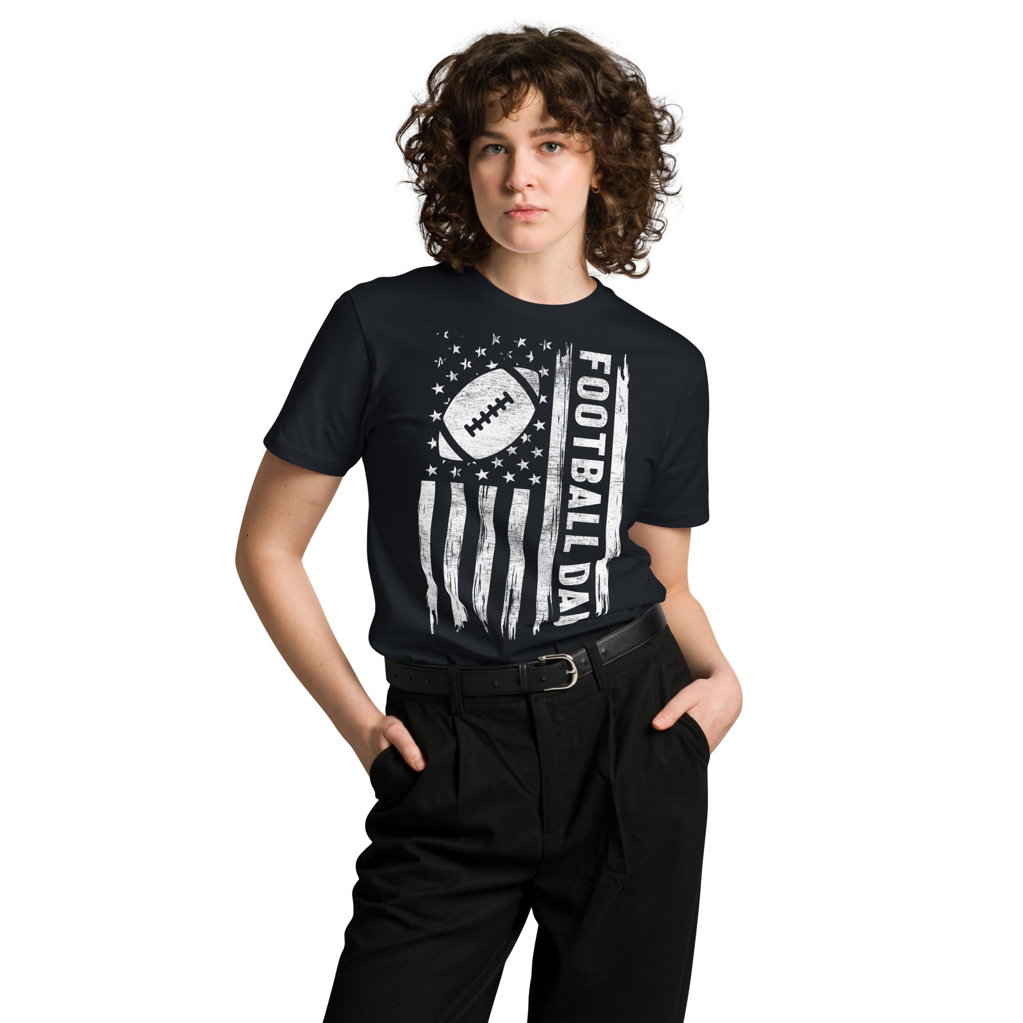 Football Dad American Flag Unisex Cotton T-Shirt