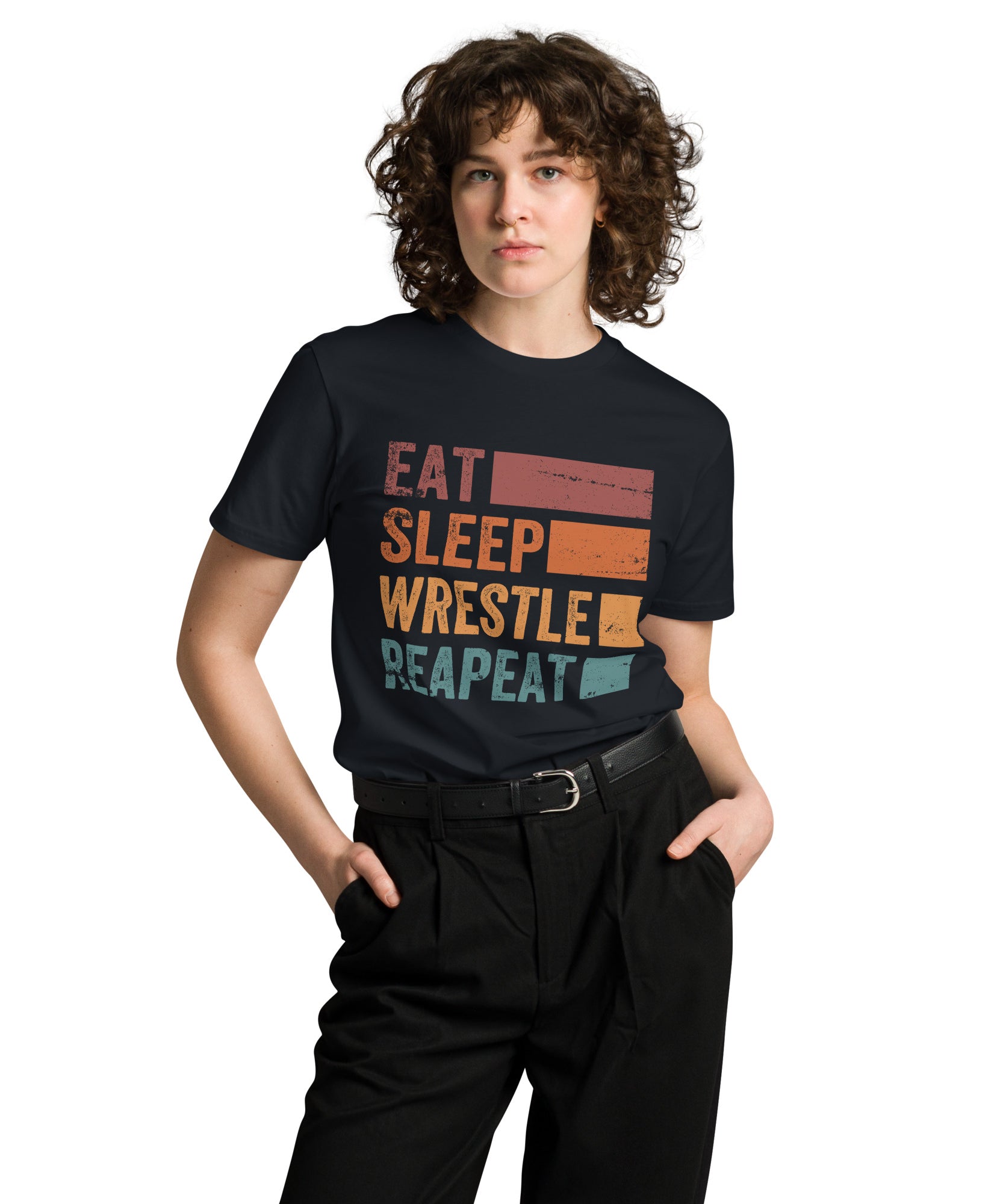 Eat Sleep Wrestle Repeat Wrestling Unisex Premium T-Shirt | Gallory Hive
