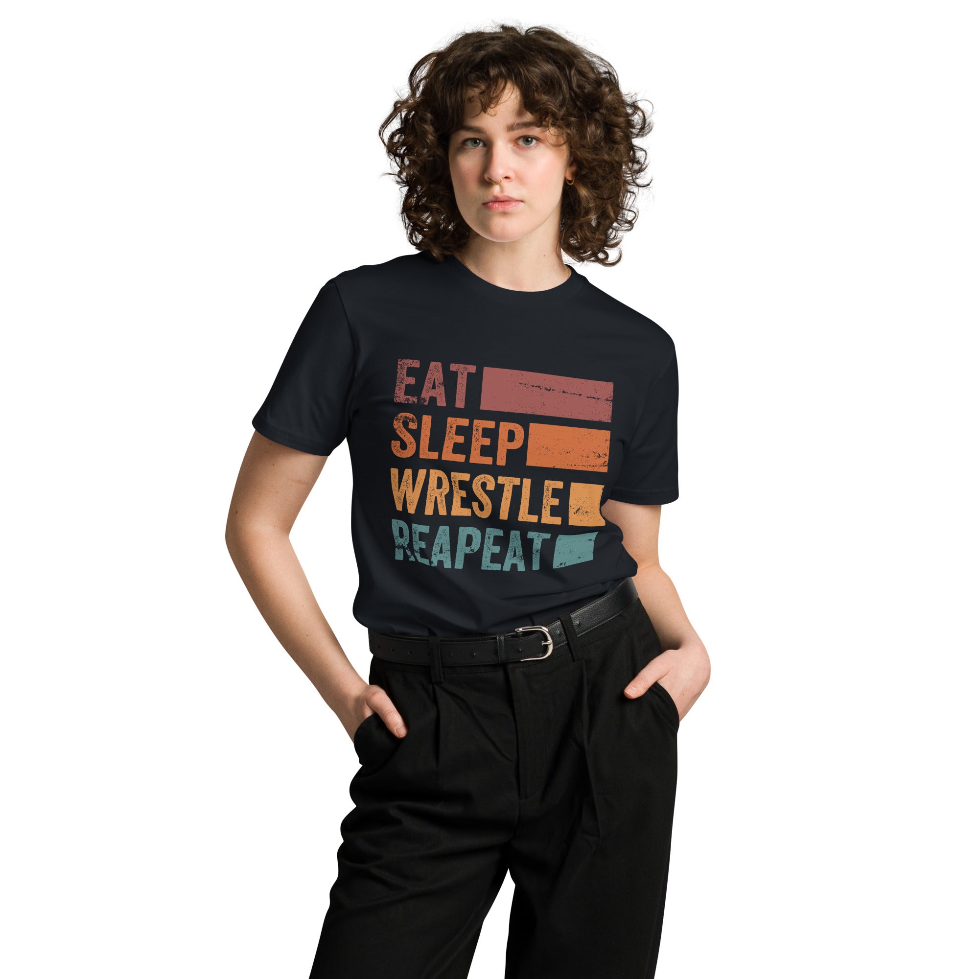 Eat Sleep Wrestle Repeat Wrestling Unisex Premium T-Shirt | Gallory Hive