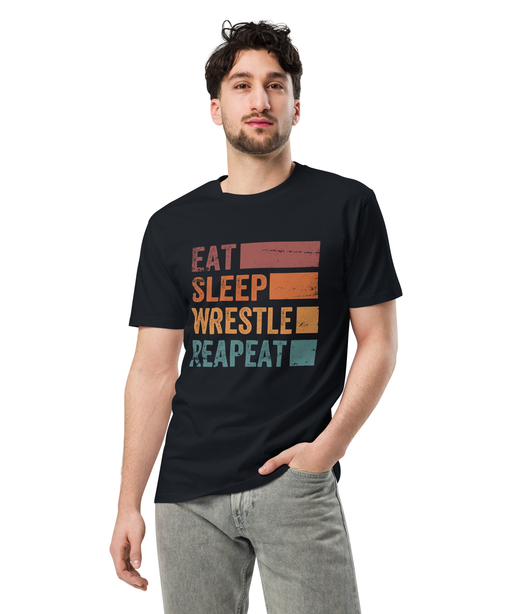 Eat Sleep Wrestle Repeat Wrestling Unisex Premium T-Shirt | Gallory Hive