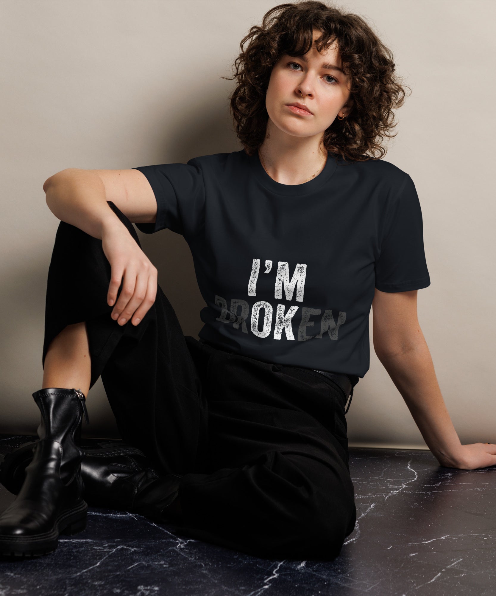 I’m Broken Typography Premium Cotton T-Shirt | Gallory Hive