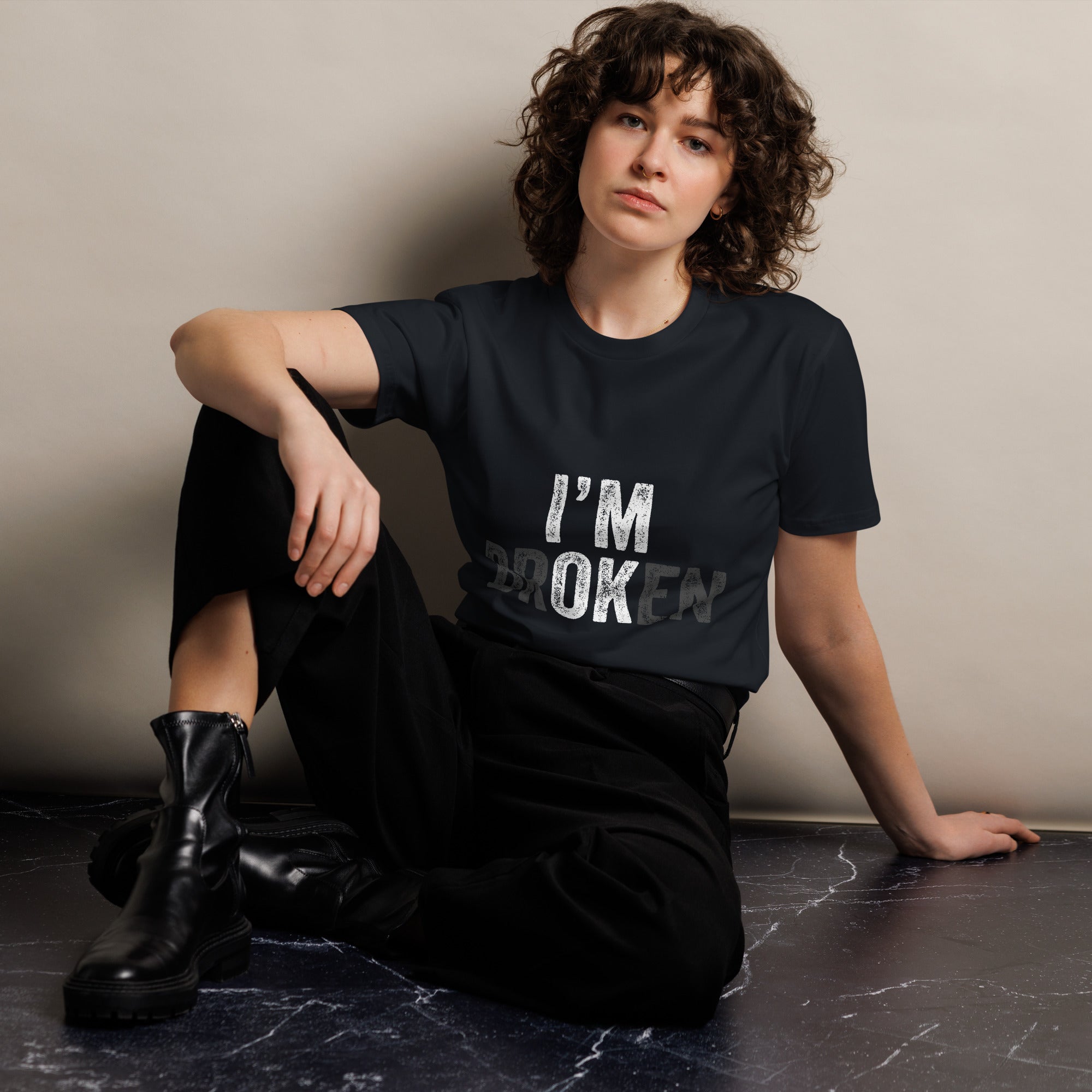 I’m Broken Typography Premium Cotton T-Shirt | Gallory Hive