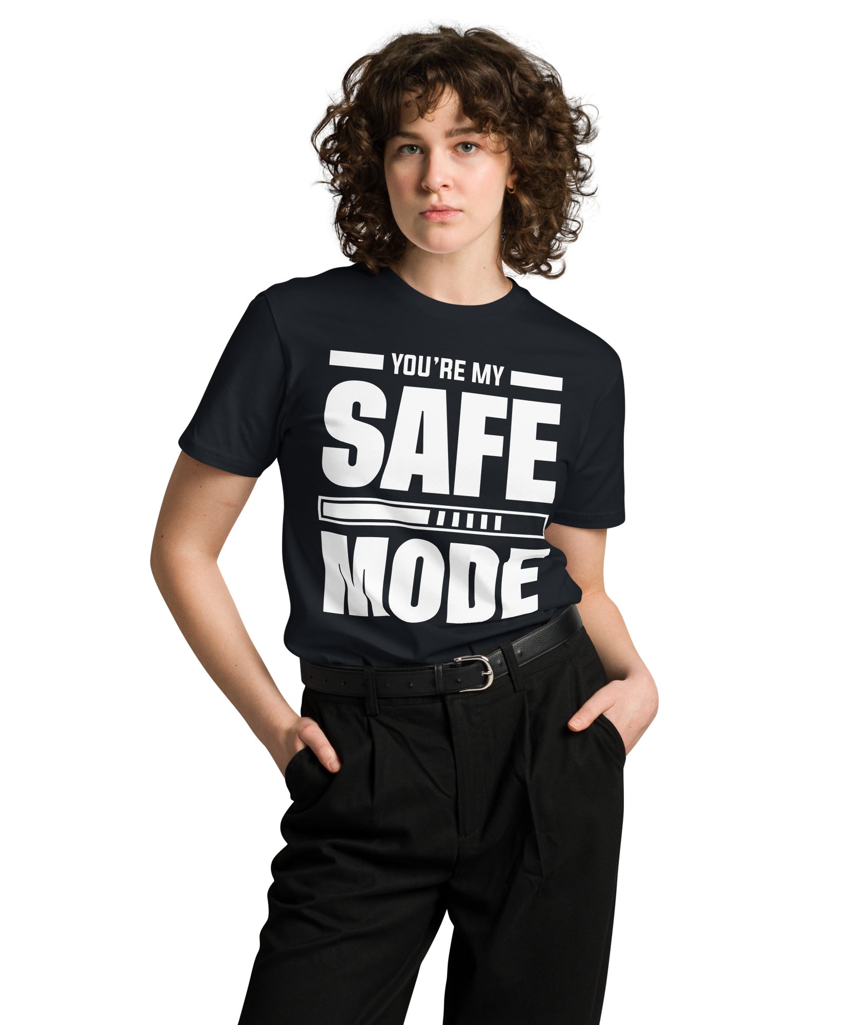 Safe Mode Typography Premium Cotton T-Shirt | Gallory Hive