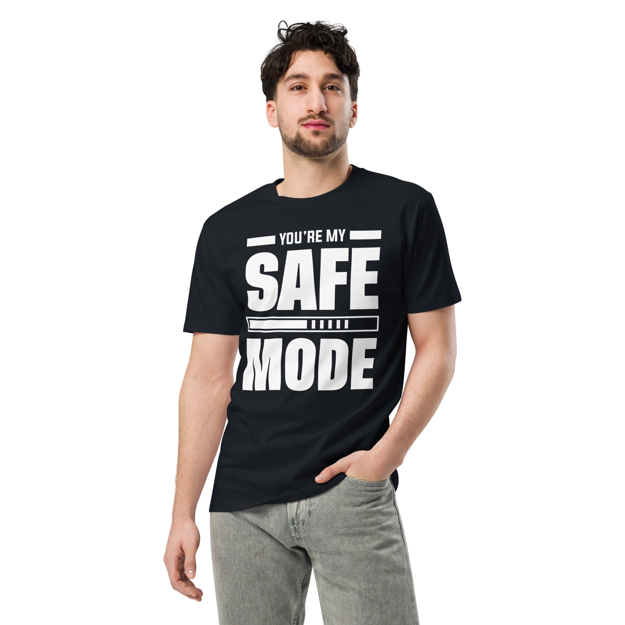 Safe Mode Typography Premium Cotton T-Shirt | Gallory Hive