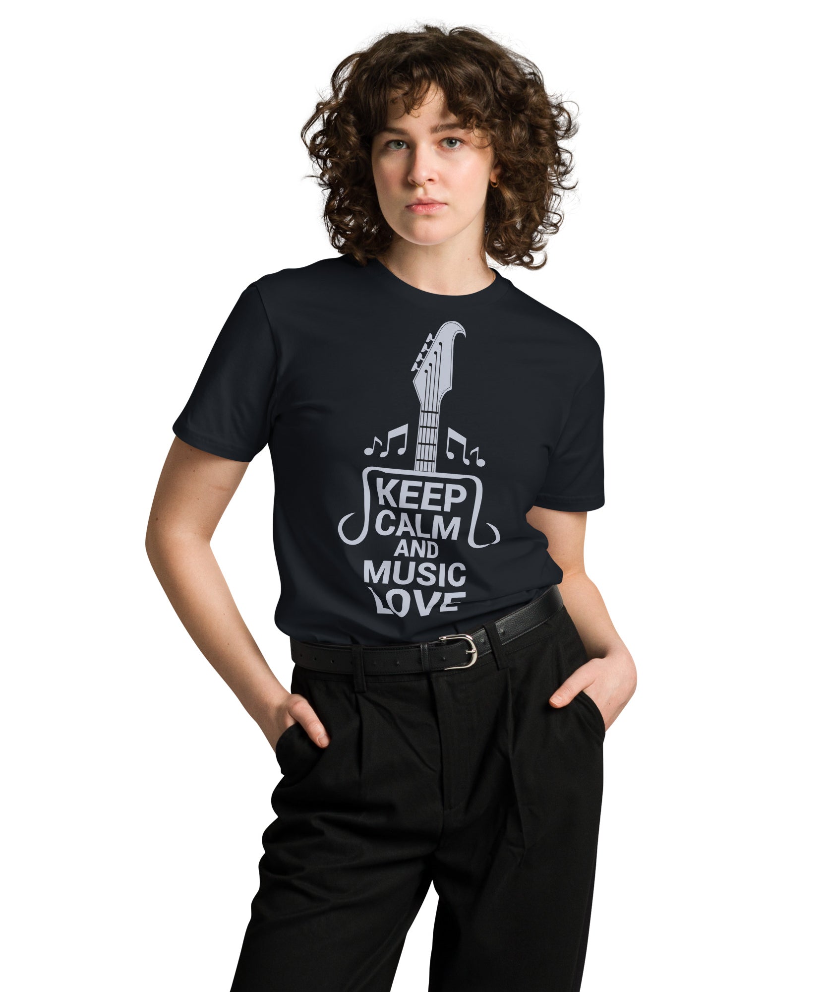 Keep Calm and Music Love Guitar T-Shirt | Gallory Hive