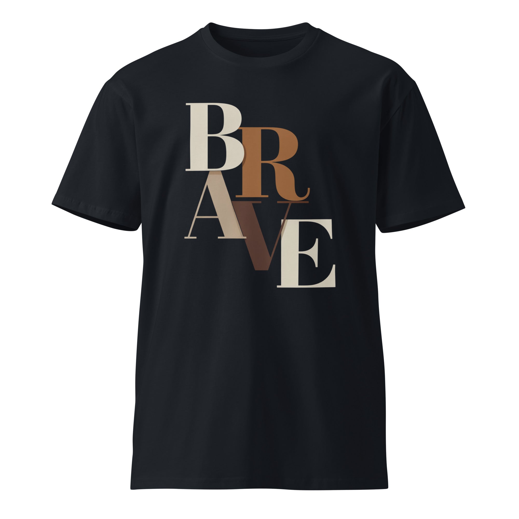 BRAVE Minimalist Neutral Typography Premium T-Shirt | Gallory Hive